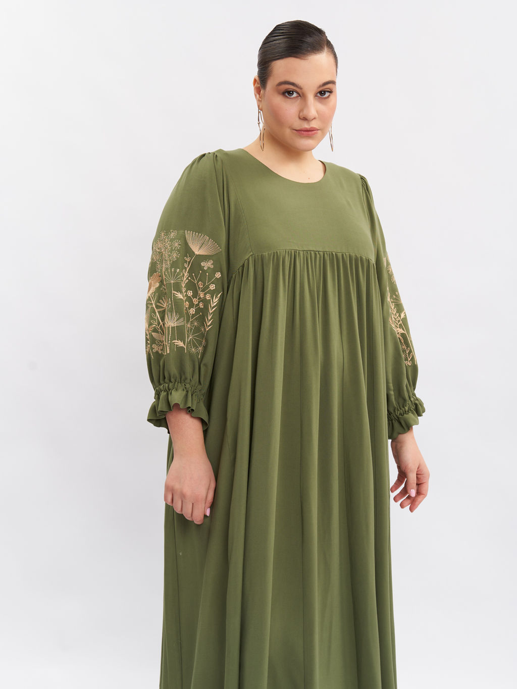 Платье А-силуэта с вышивкой PP29004GRN30 - Артесса фото 3