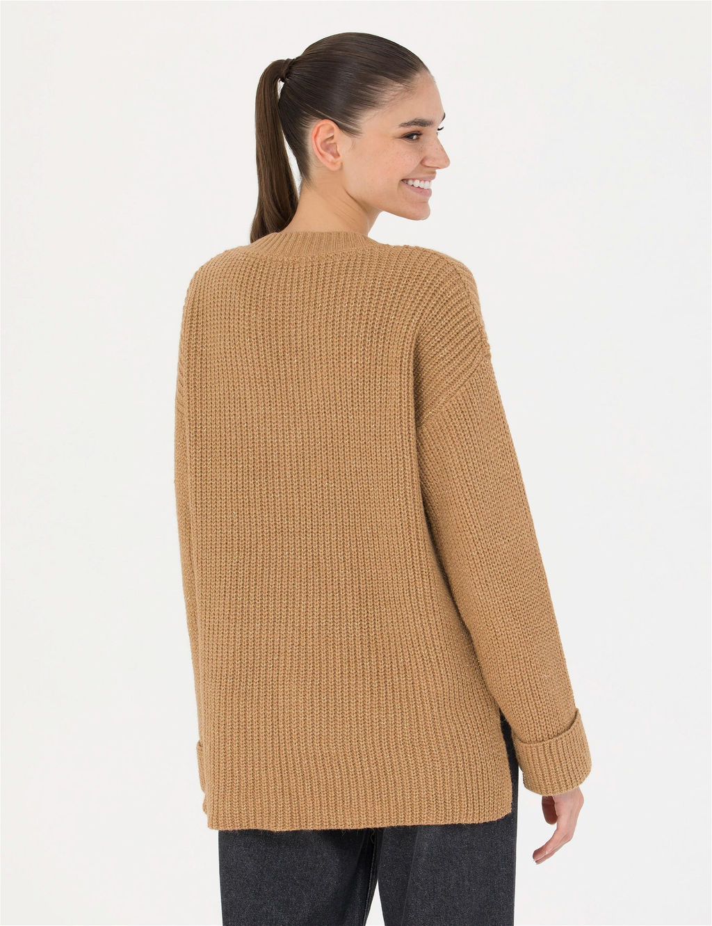 Светло-коричневый свитер Oversize с V-образным вырезом - Pierre cardin фото 5