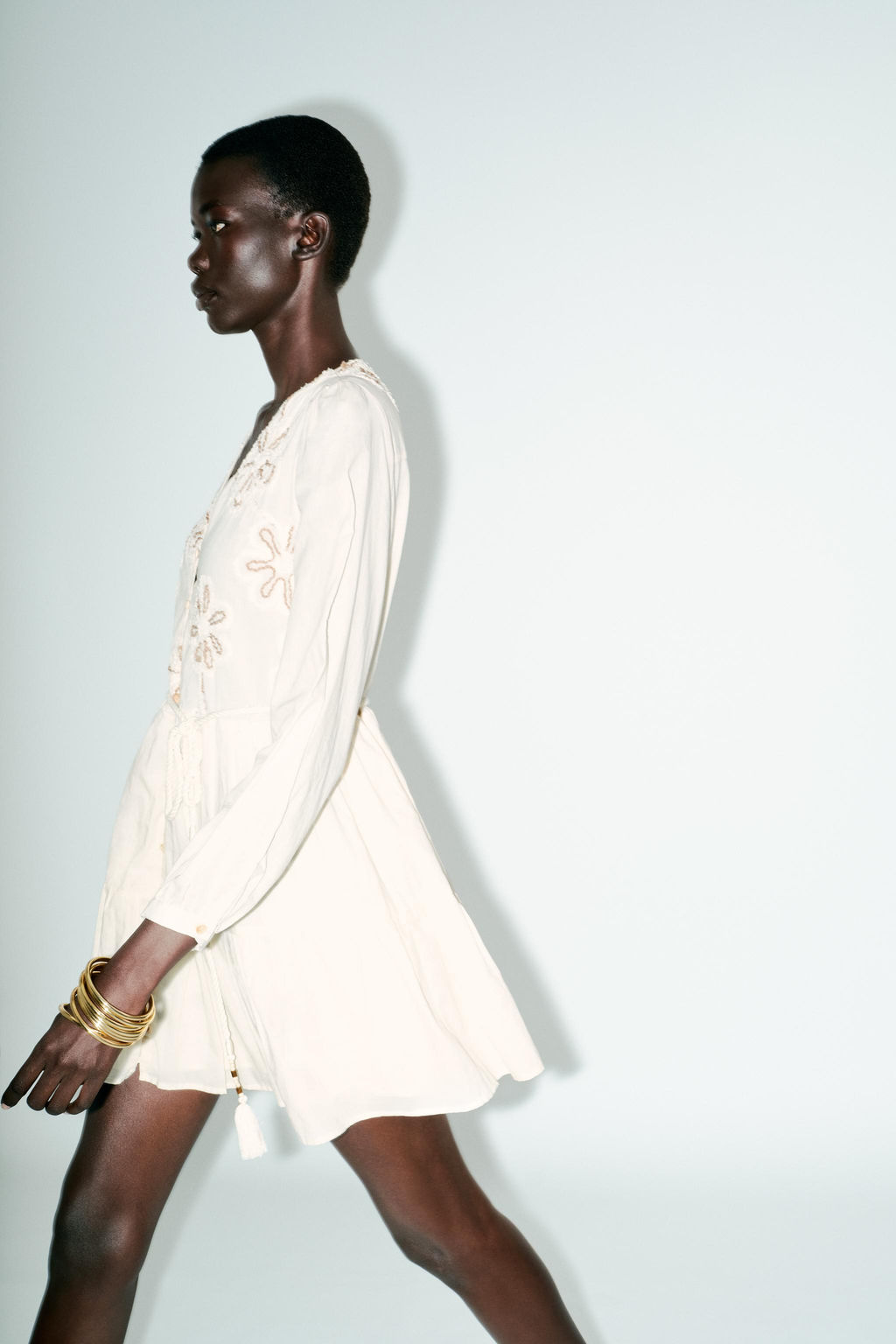 EMBROIDERED TEXTURED DRESS