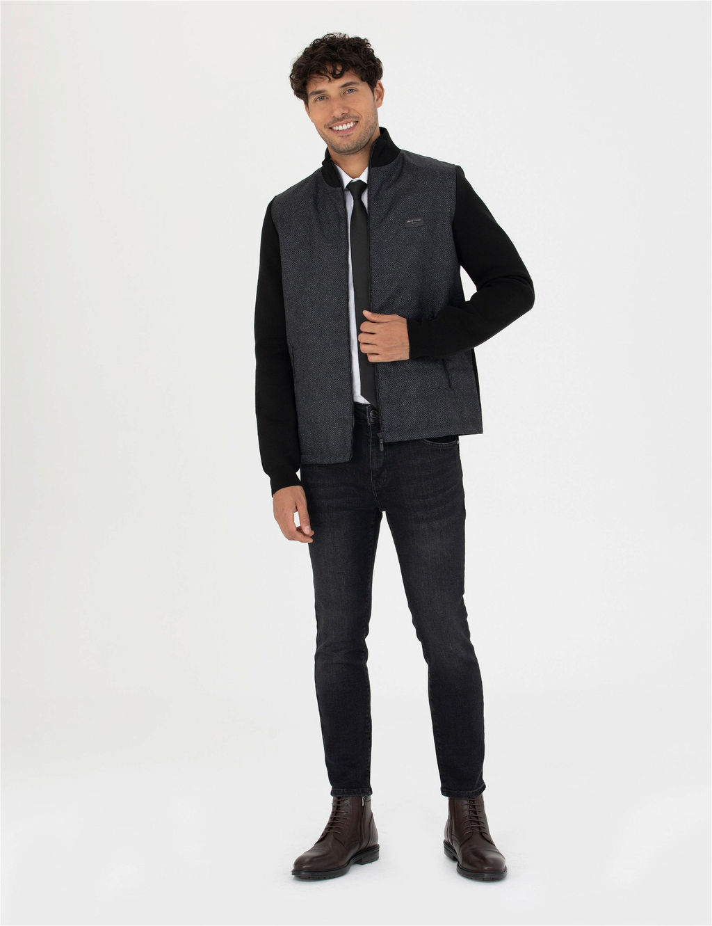 Siyah Slim Fit Fermuarl_ Triko H_rka - Pierre cardin фото 4