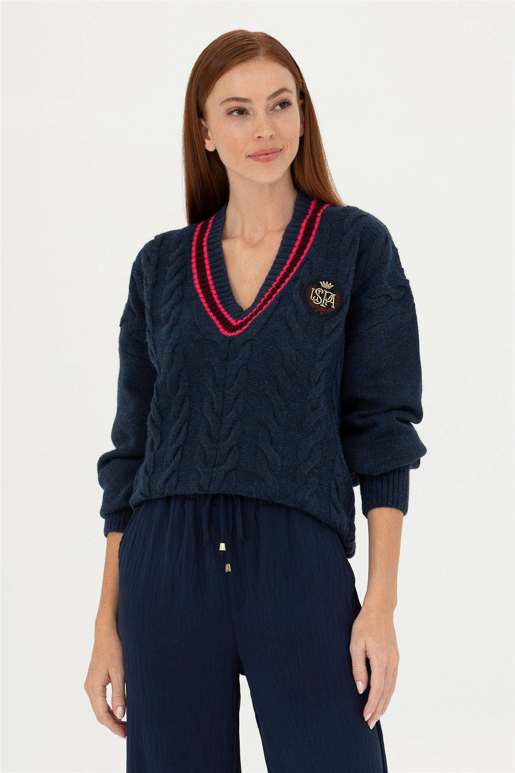 Женский темно-синий свитер - U.s. polo assn фото 3