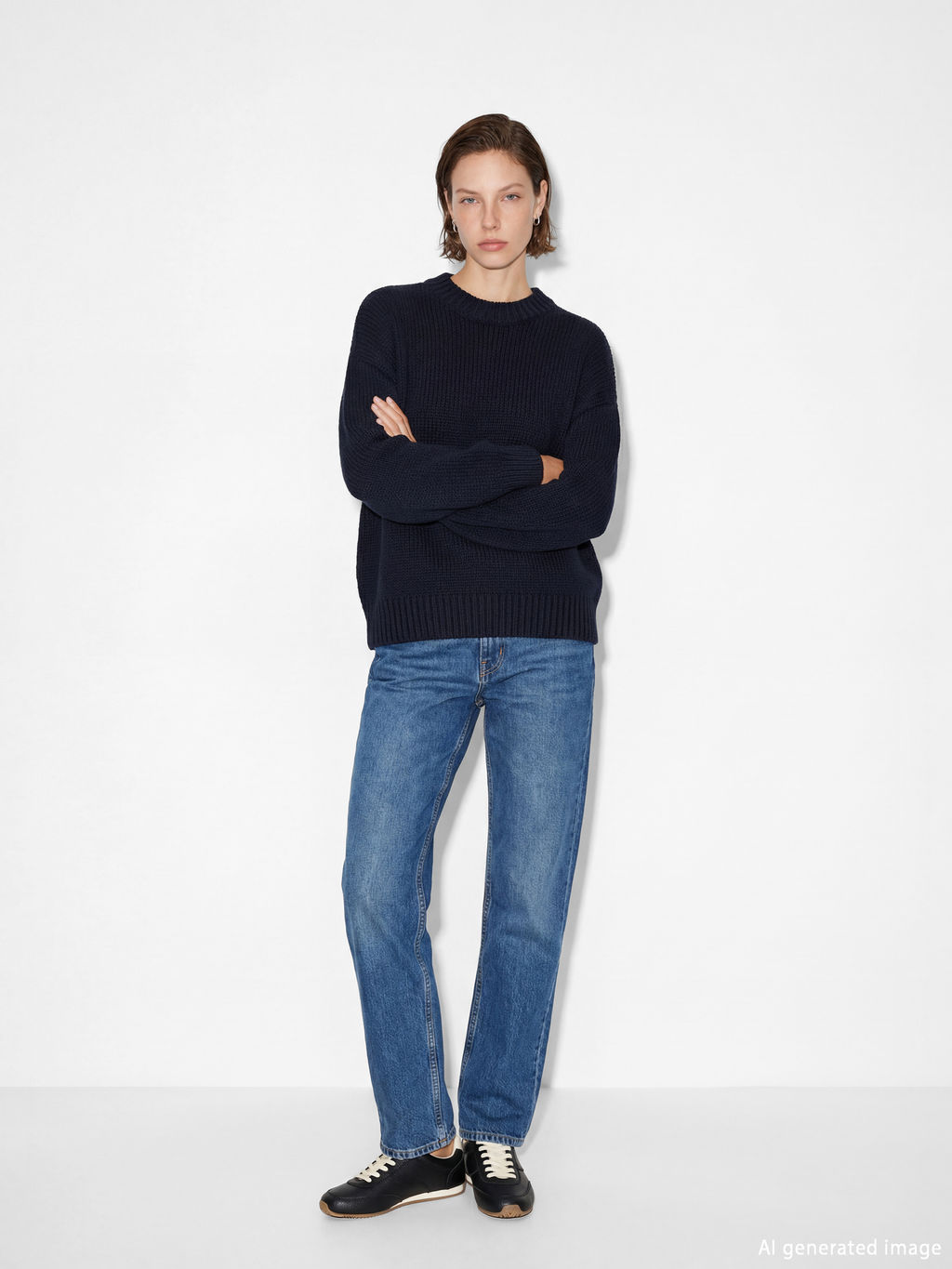 Bisiklet Yaka Oversize Kad?n Triko Kazak