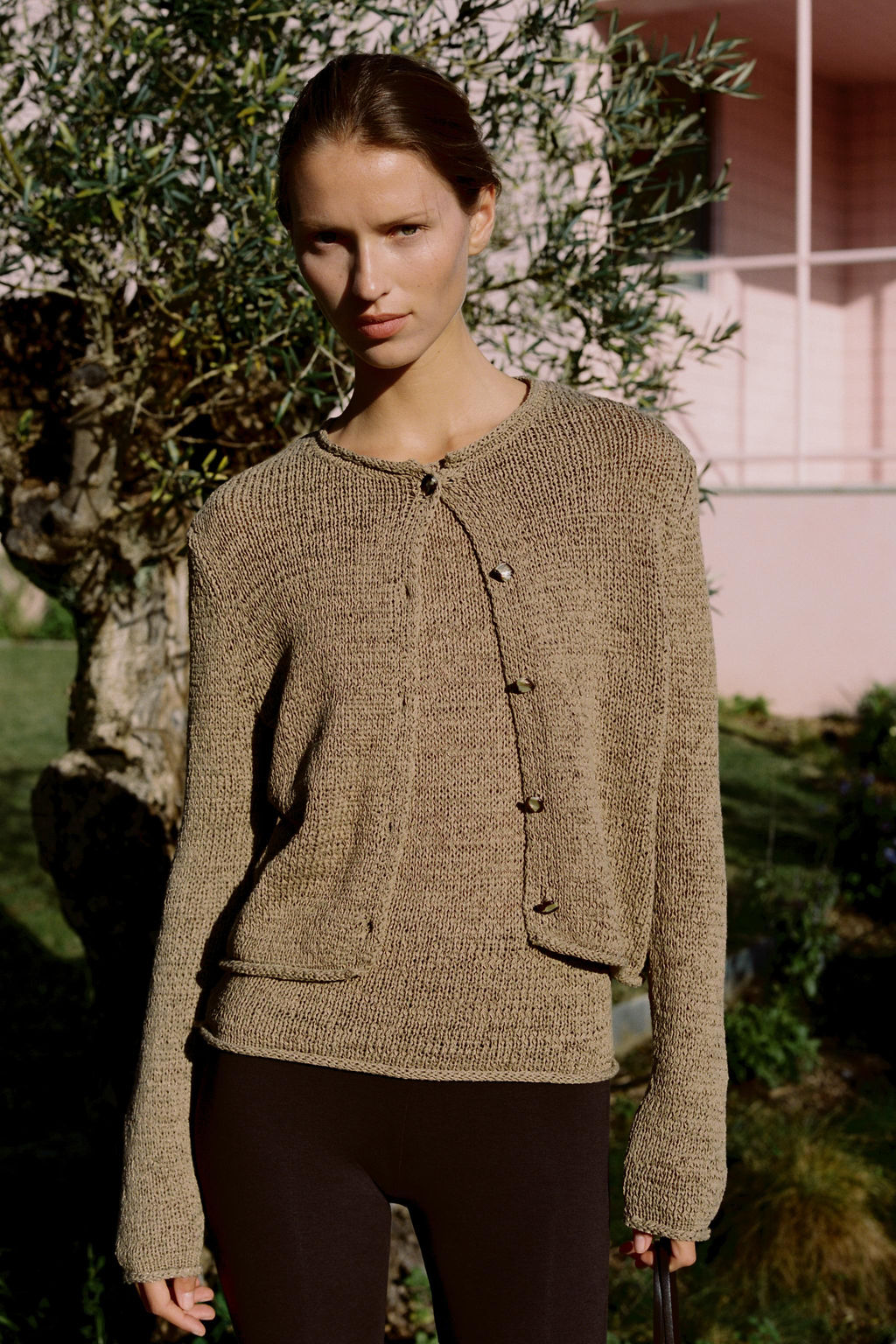 CHAQUETA PUNTO GRUESO / Tostado oscuro