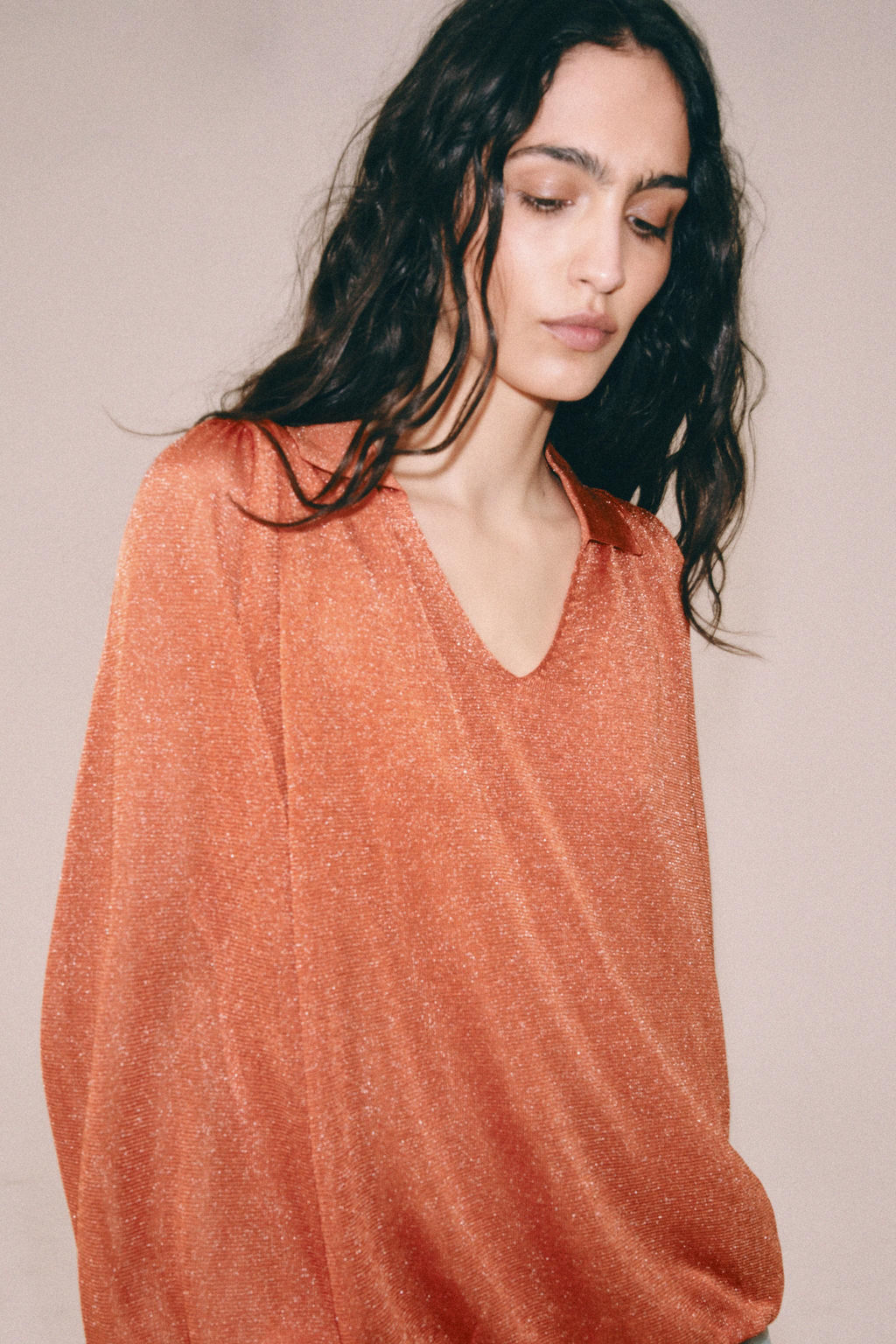 TOP PUNTO CUELLO POLO / Naranja - Zara фото 4