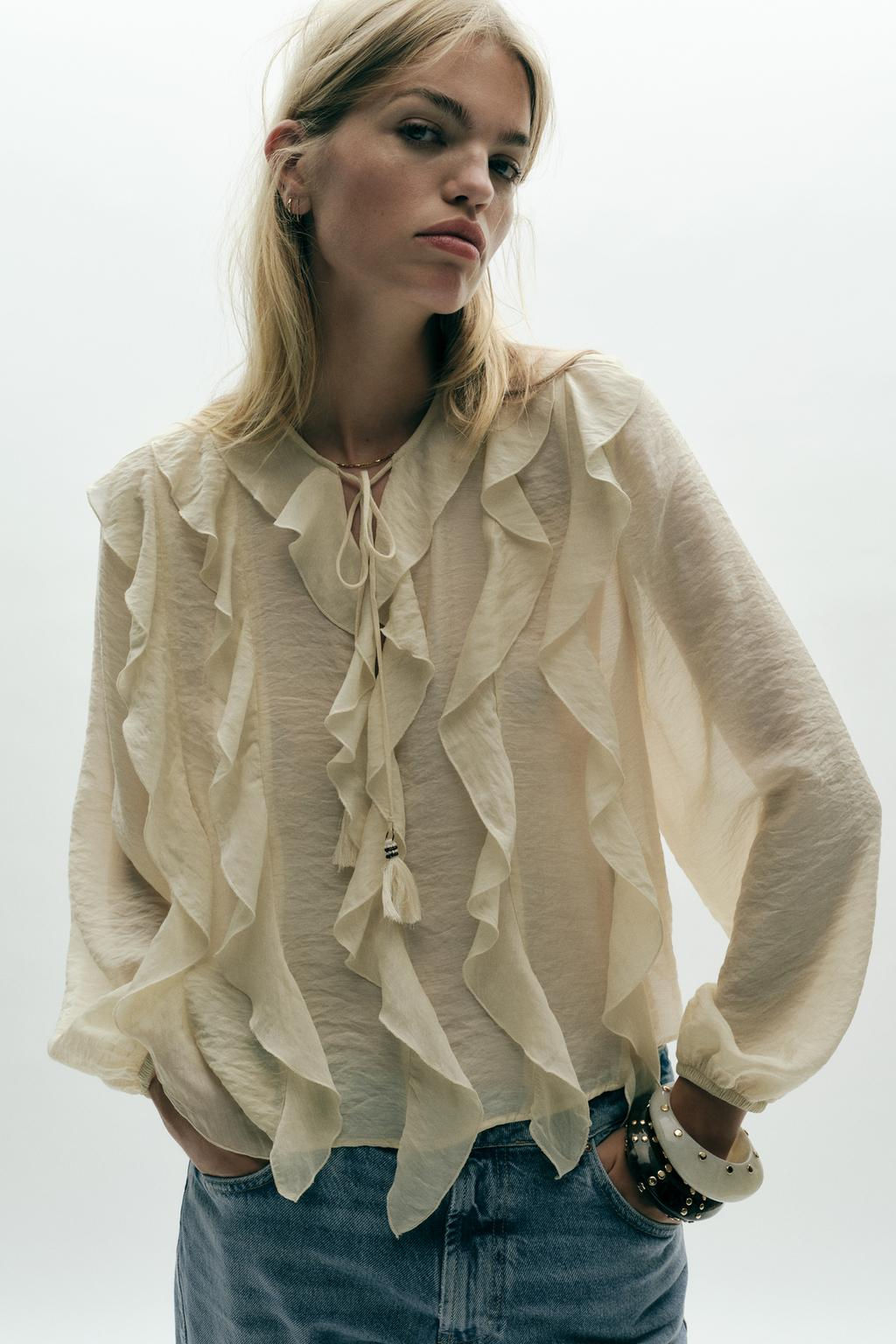 ROMANTIC RUFFLED BLOUSE - Zara фото 7