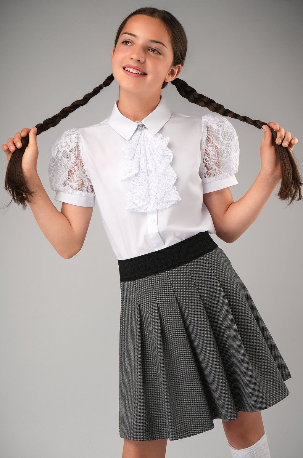 Нарядная блузка для девочки с коротким рукавом Happyfox