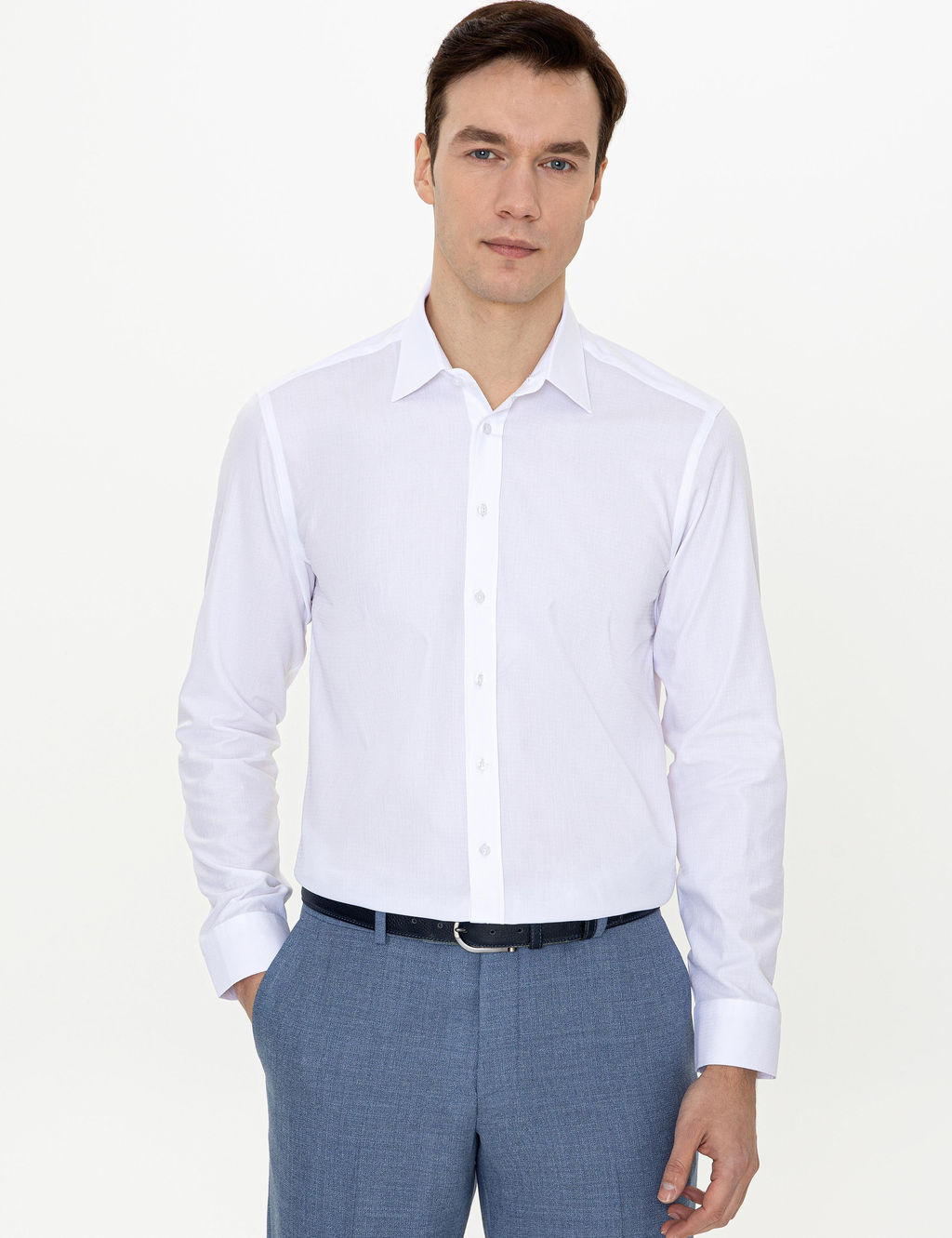 Beyaz Slim Fit Uzun Kollu G_mlek