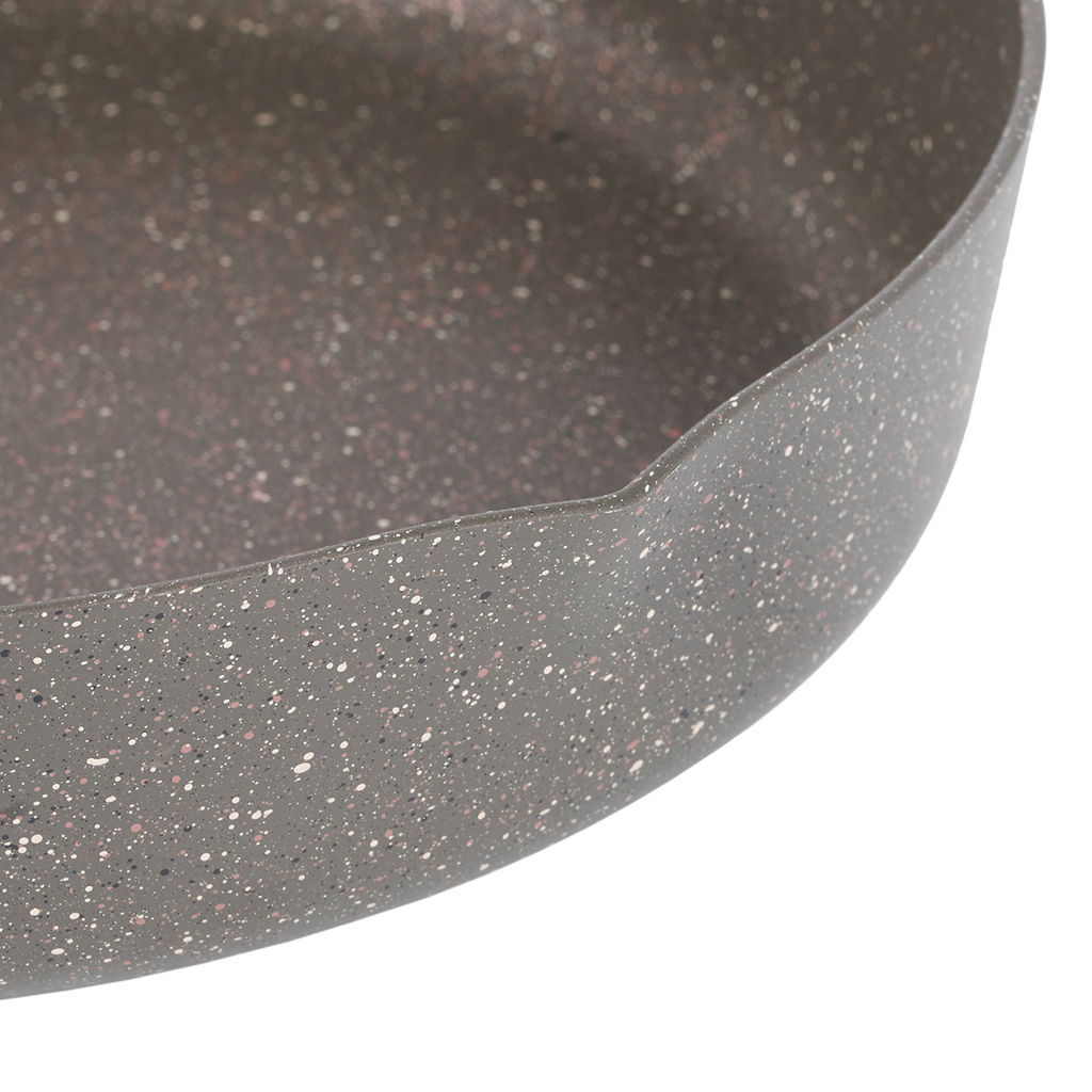 51448 WERNER Сковорода ORGANIC STONE STYLE 28x5,5 см с индукционным дном, с двухслойным антипригарным покрытием Pfluon, бакелитовая ручка с покрытием Soft Touch. Цвет: коричневый. Материал: прессованный алюминий. Толщина стенок и дна: 2,8 мм.  фото 6