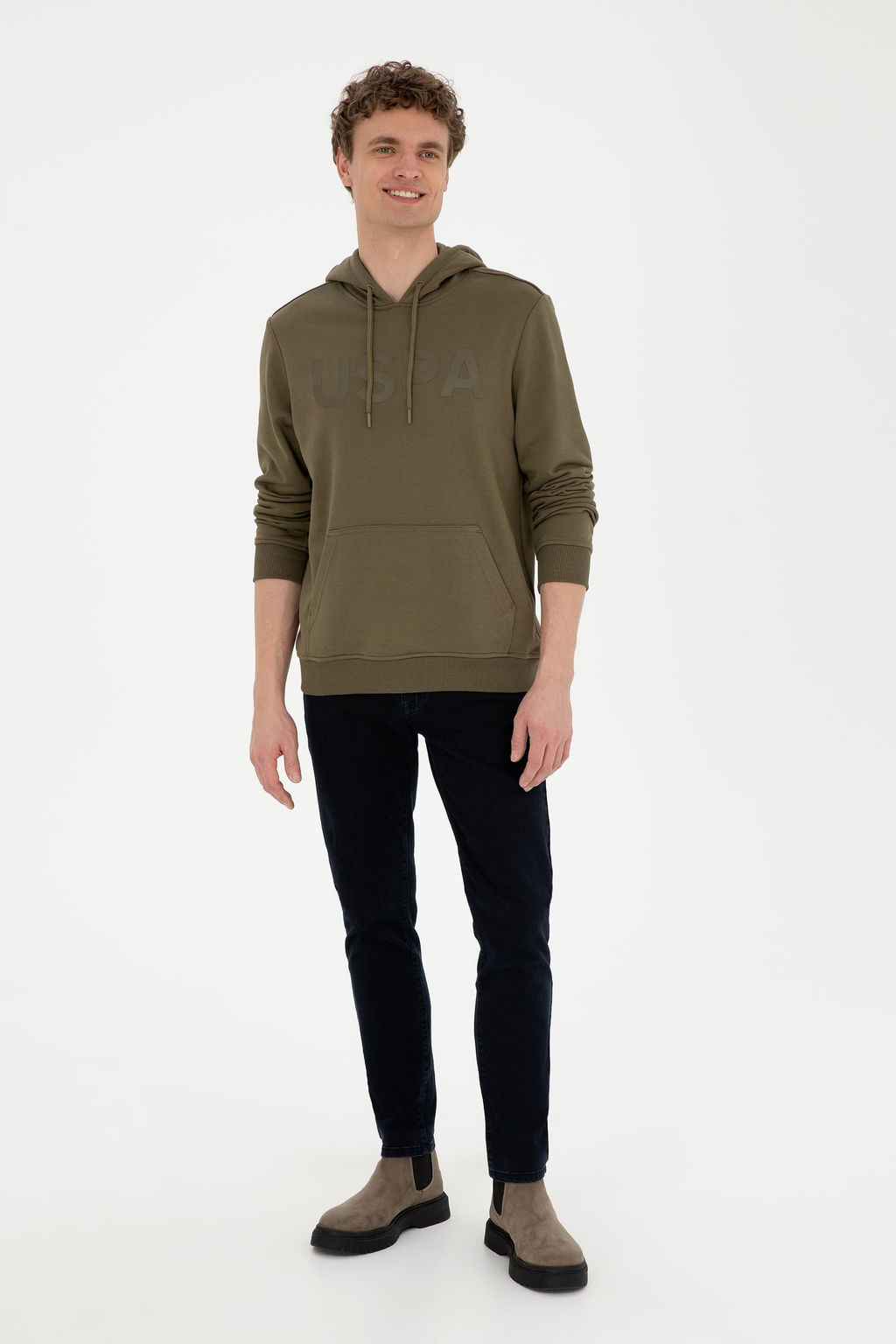 Erkek Haki Basic Sweatshirt