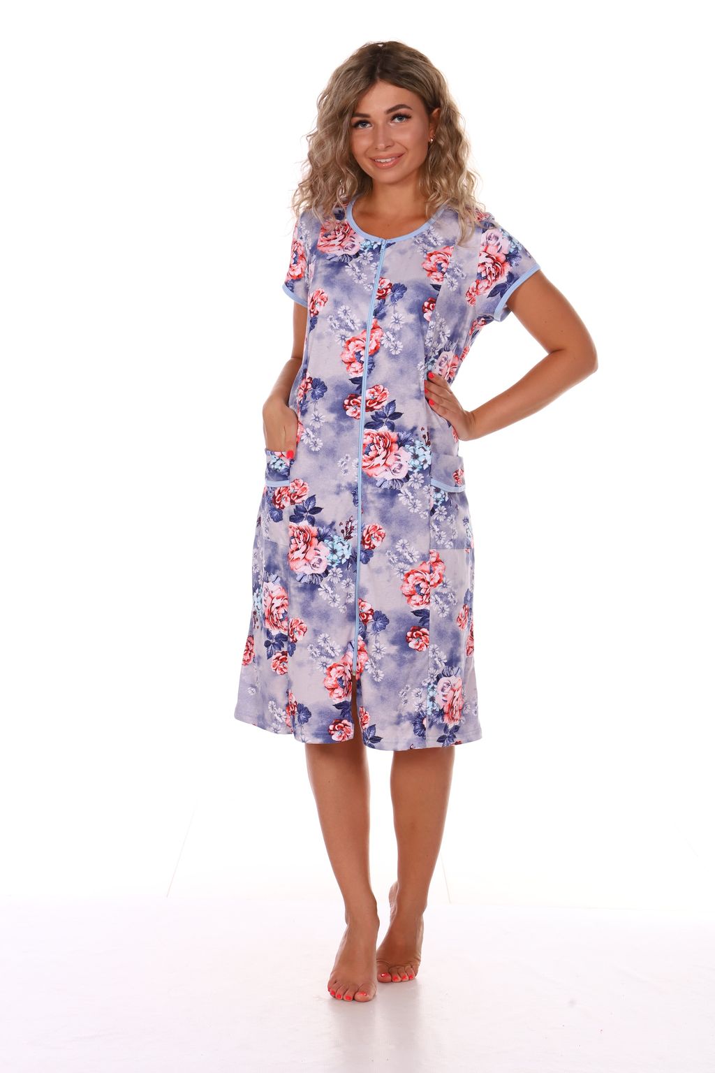 Х27 Халат женский Вера(серо-голубой) - Иванушка-трикотаж фото 2