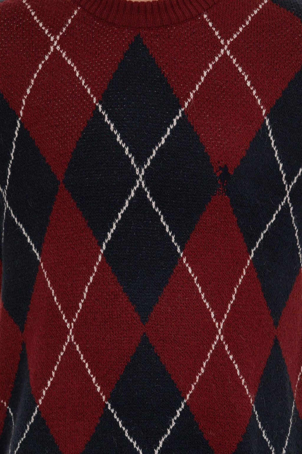 U. S. Polo Assn Мужской трикотажный свитер вишневого цвета с круглым вырезом - U.s. polo assn фото 12