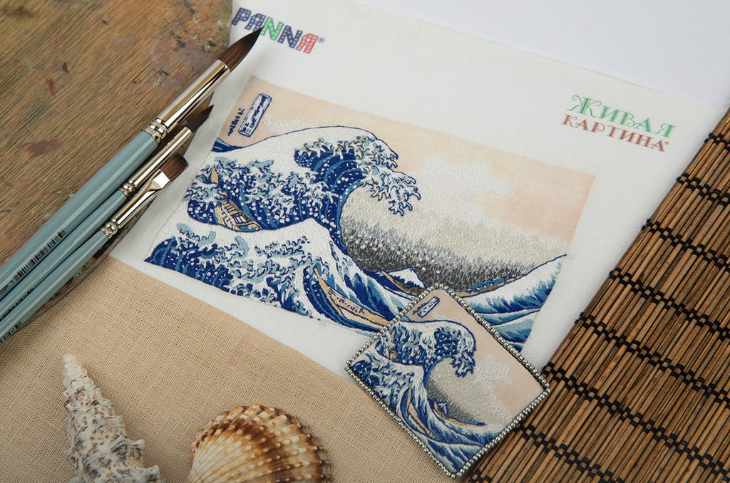 Набор для вышивания PANNA Живая картина MET-JK-2267 Большая волна в Канагаве 15 х 10 см