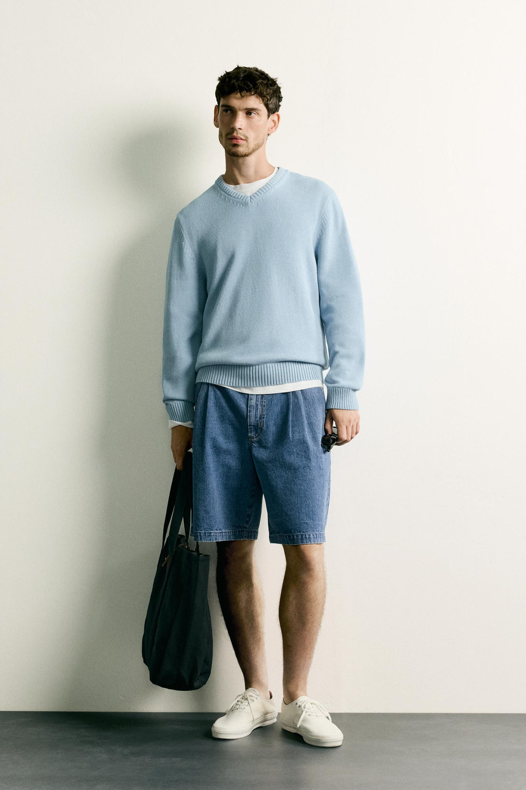 JERSEY REGULAR FIT ALGOD?N - LINO / Azul claro