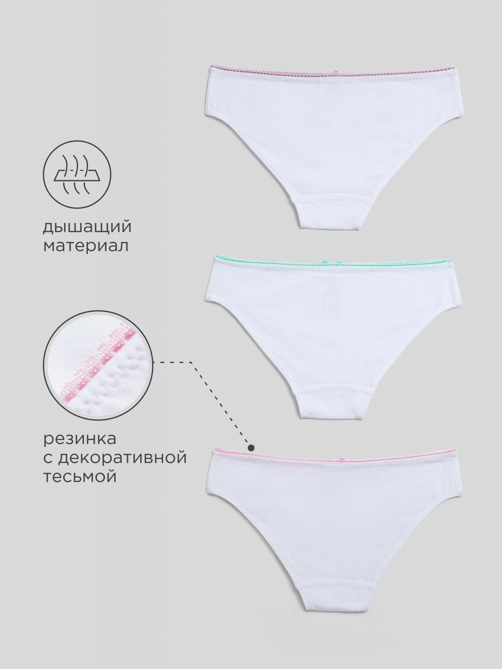 Трусы детские Acoola Sloan набор 3 шт белый хлопок с эластаном  фото 6