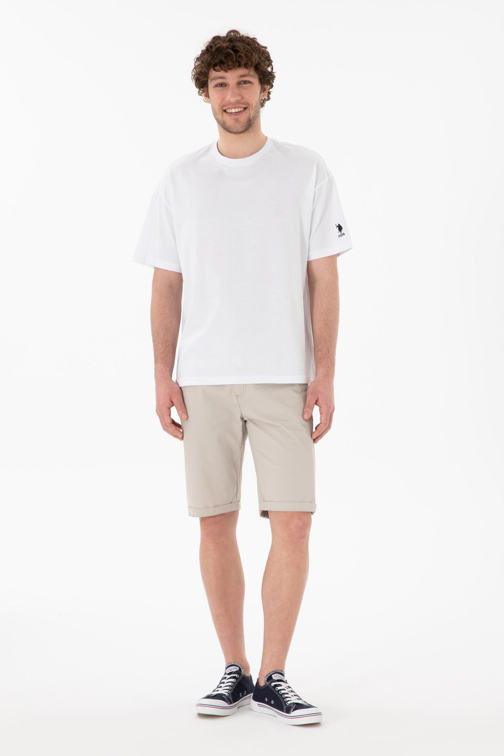 Erkek Oversize Fit Bisiklet Yaka Beyaz Ti__rt Sepette S_rpriz _ndirim - U.s. polo assn фото 5