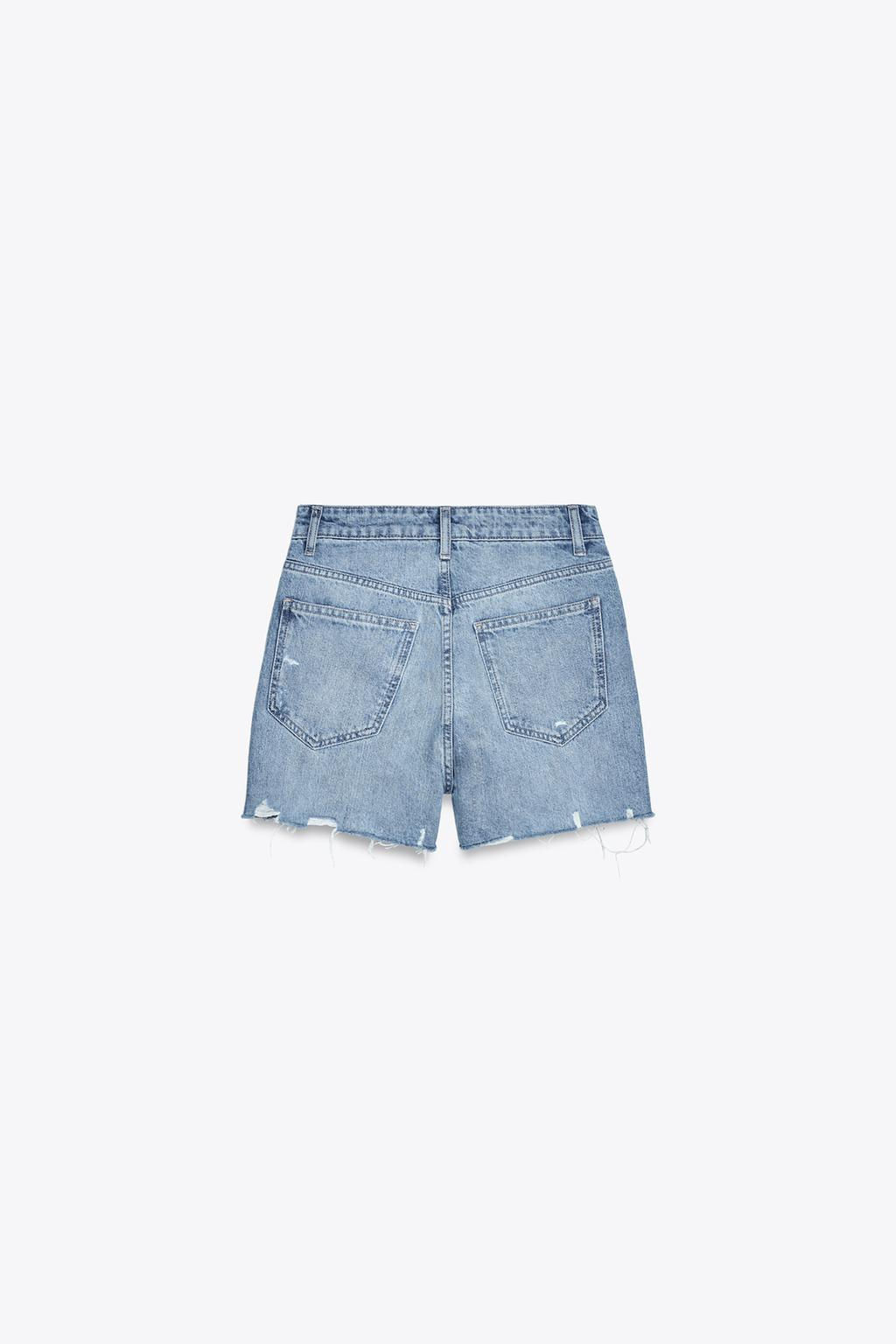 HIGH-WAIST CROSSOVER WAIST TRF MOM FIT DENIM BERMUDA SHORTS - Zara фото 7