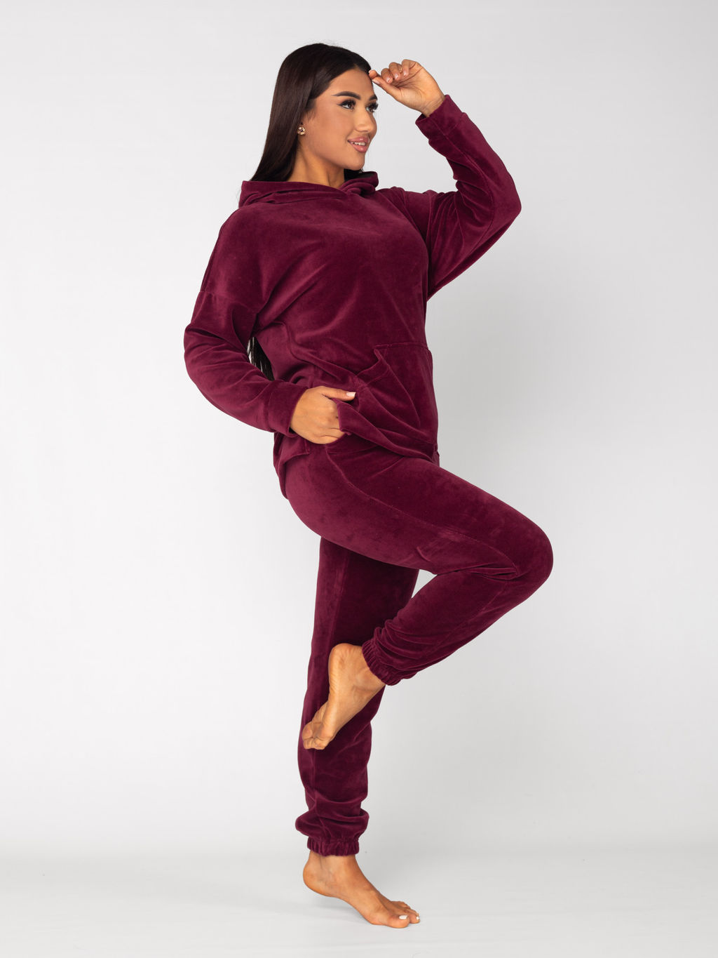Костюм женский велюровый Аиша бордо - Domtrik Домашний трикотаж фото 8