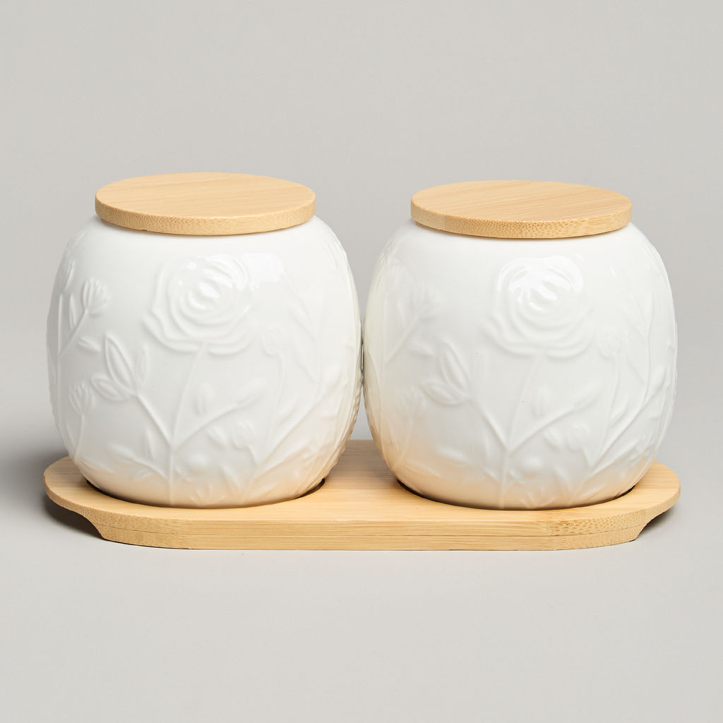 НАБОР БАНОК LEFARD MEADOW С ДЕР.КРЫШКОЙ НА ДЕР. ПОДСТАВКЕ 2 ШТ. 19,5*9,5 СМ 400 МЛ  фото 2