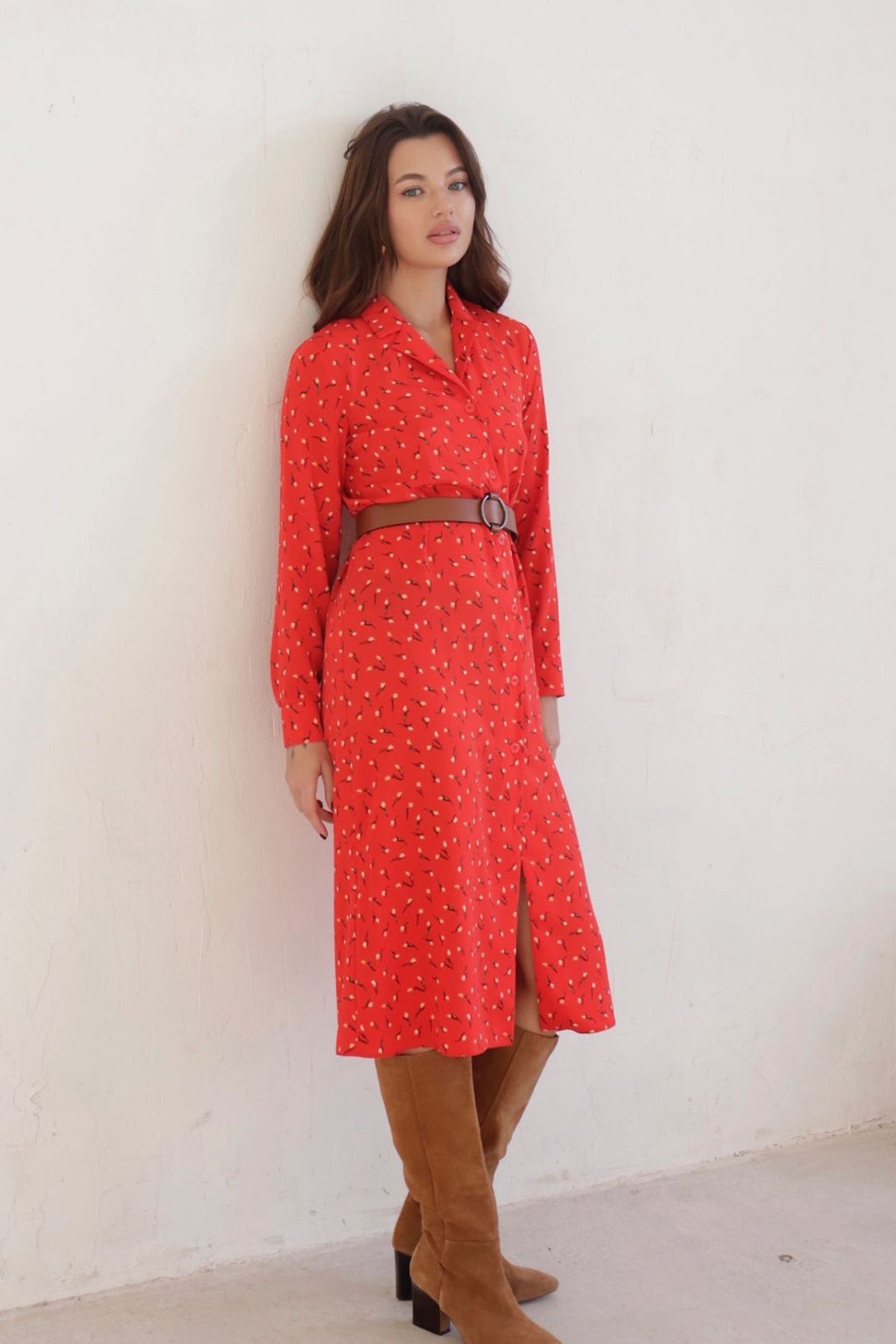 Платье-рубашка с английским воротником принт - Martichelli фото 106