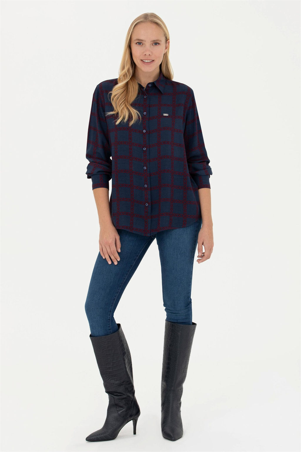 Женская темно-синяя рубашка с длинным рукавом Неожиданная скидка в корзине - U.s. polo assn фото 4