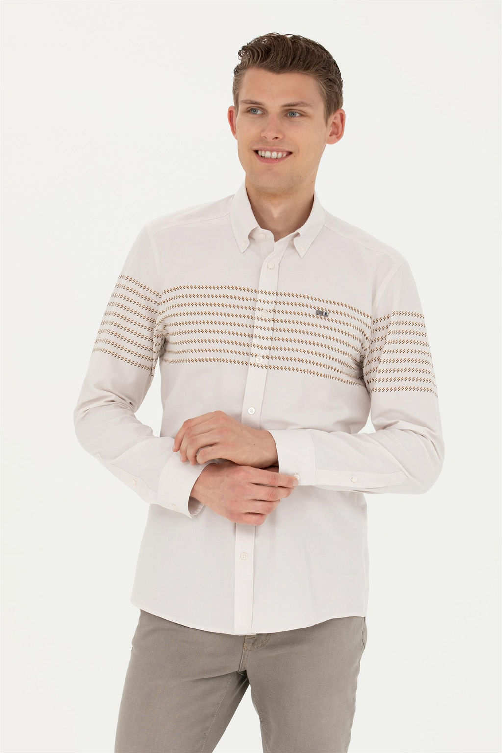 U. S. Polo Assn / Мужская рубашка с длинным рукавом Stone - U.s. polo assn фото 8