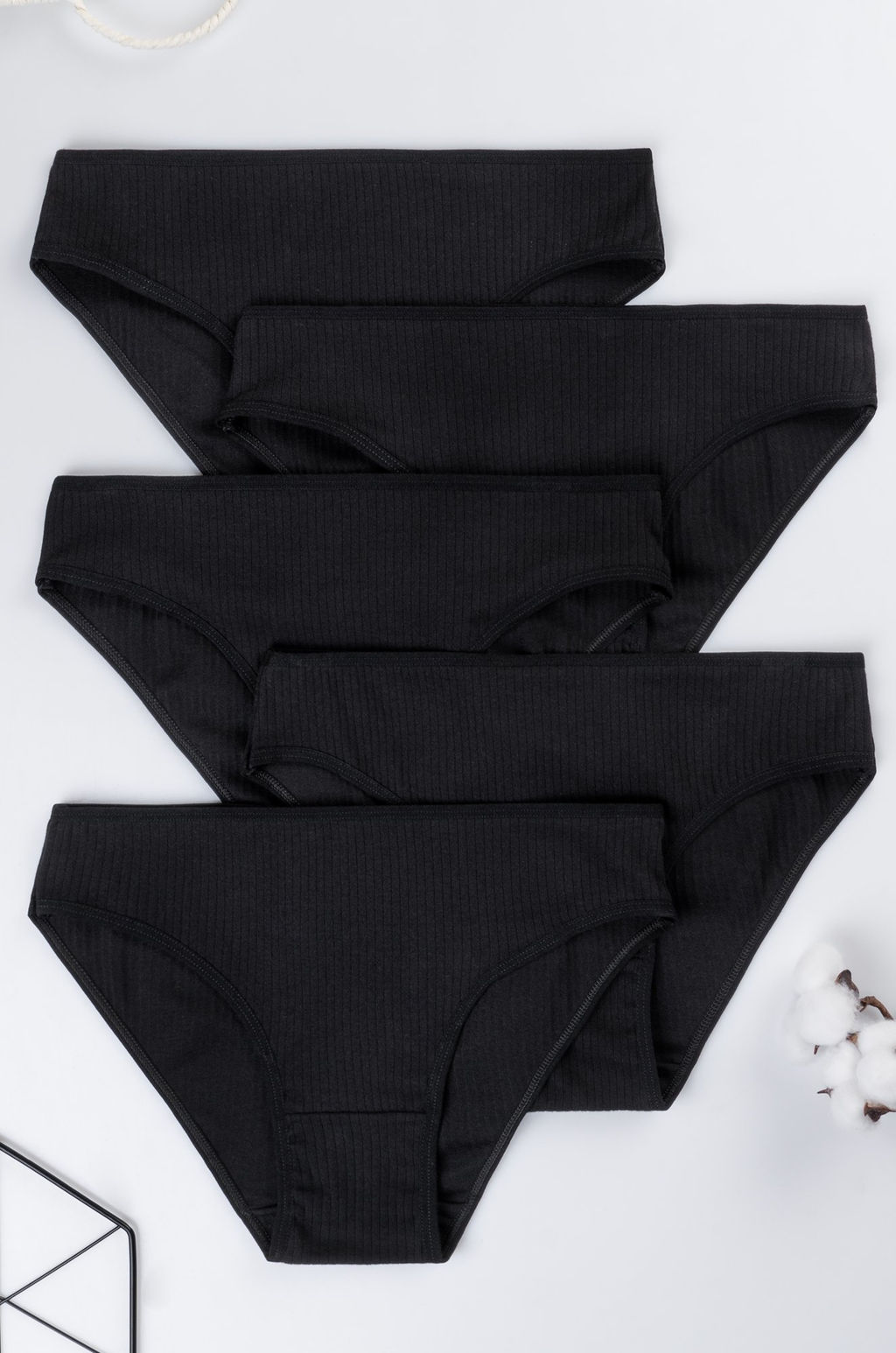 Женские трусы-слипы в рубчик 5шт. Happyfox