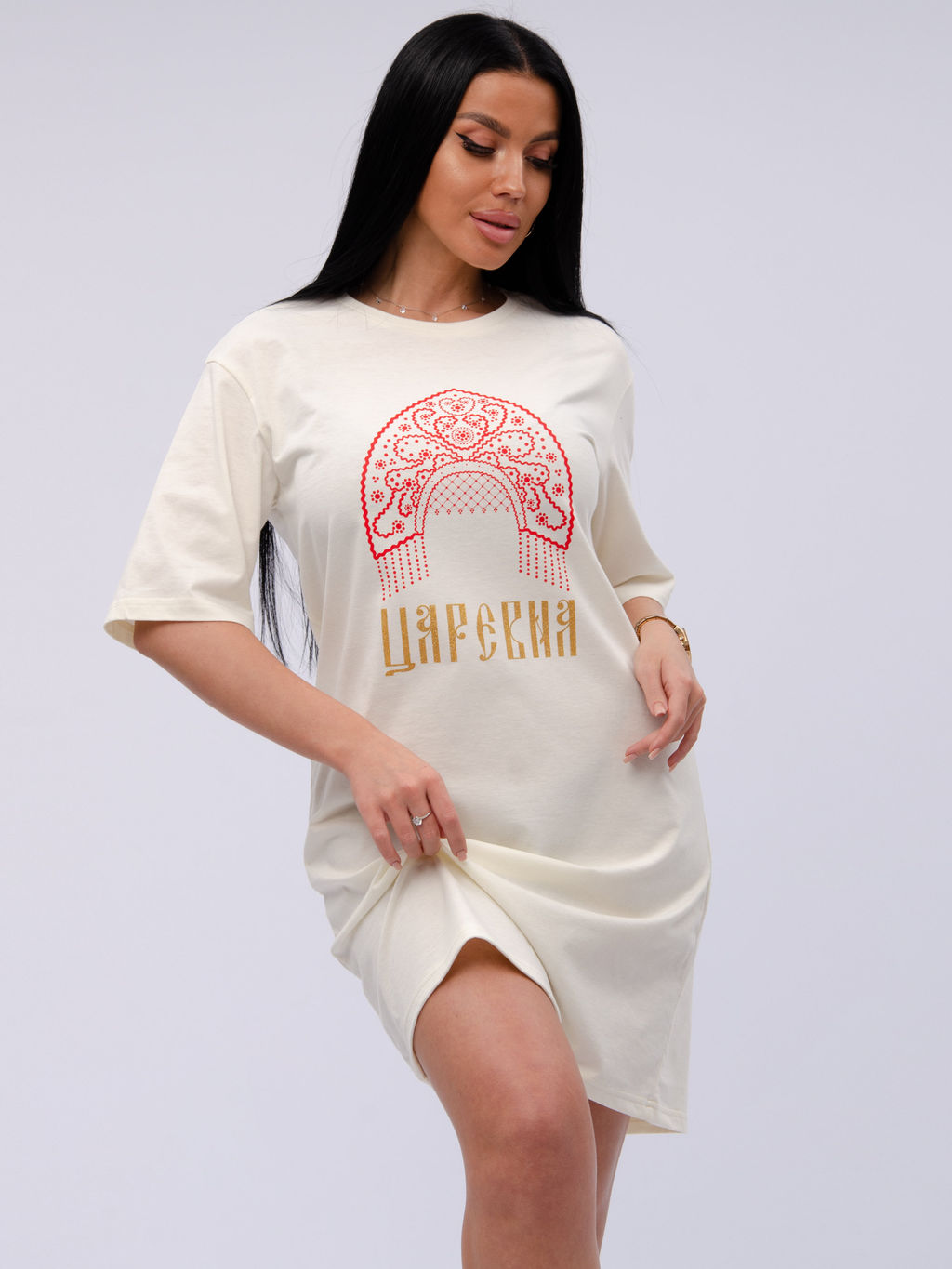 Сорочка "Царевна 2" молоко, трикотаж