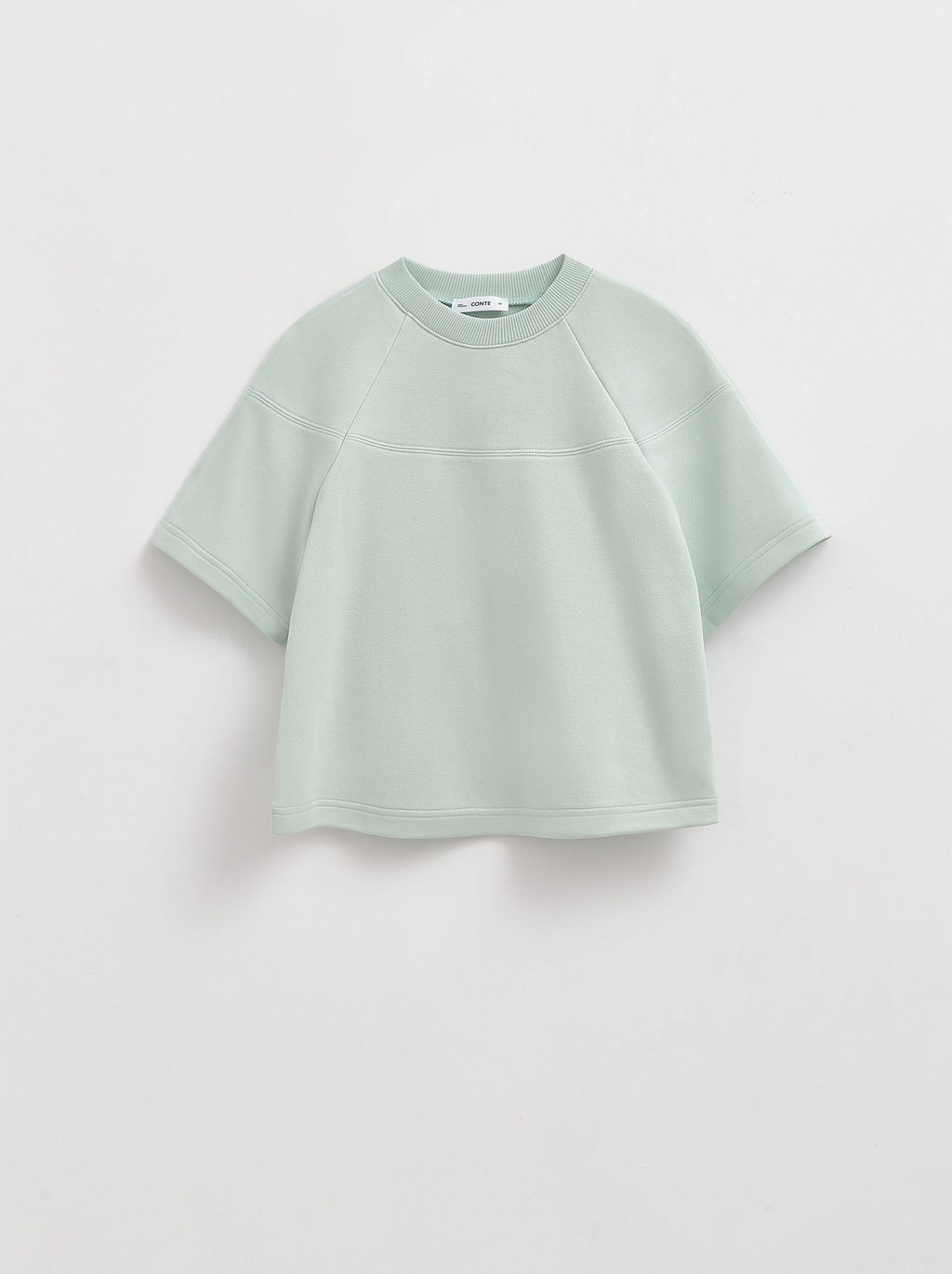 CONTE Футболка из футера со спущенной линией плеч и акцентными швами LD 2587 pastel green