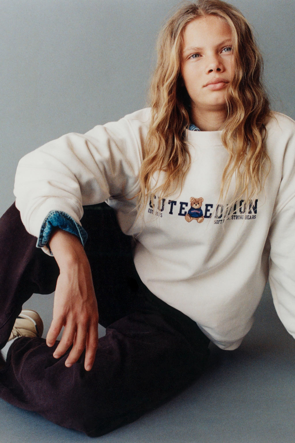 SWEATSHIRT WITH SLOGAN AND TEDDY BEAR PRINT - Zara фото 5