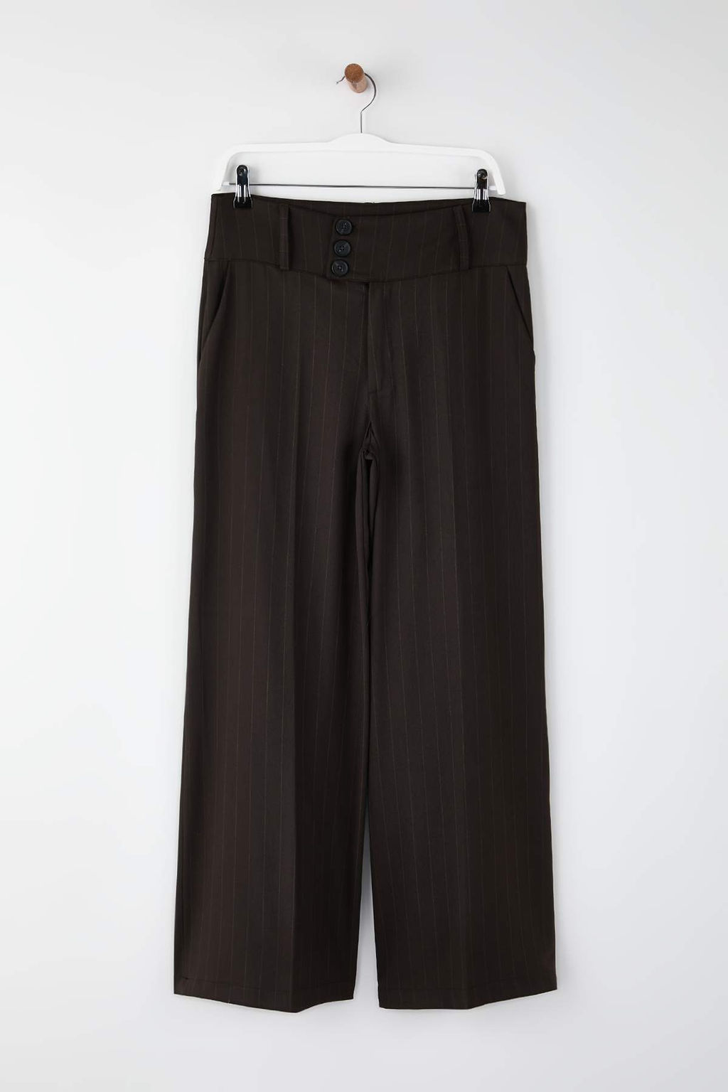 Kahverengi Cizgili Bel Detayl? Dokuma Pantolon TWOAW26PL00168 - Trendyolmilla фото 5