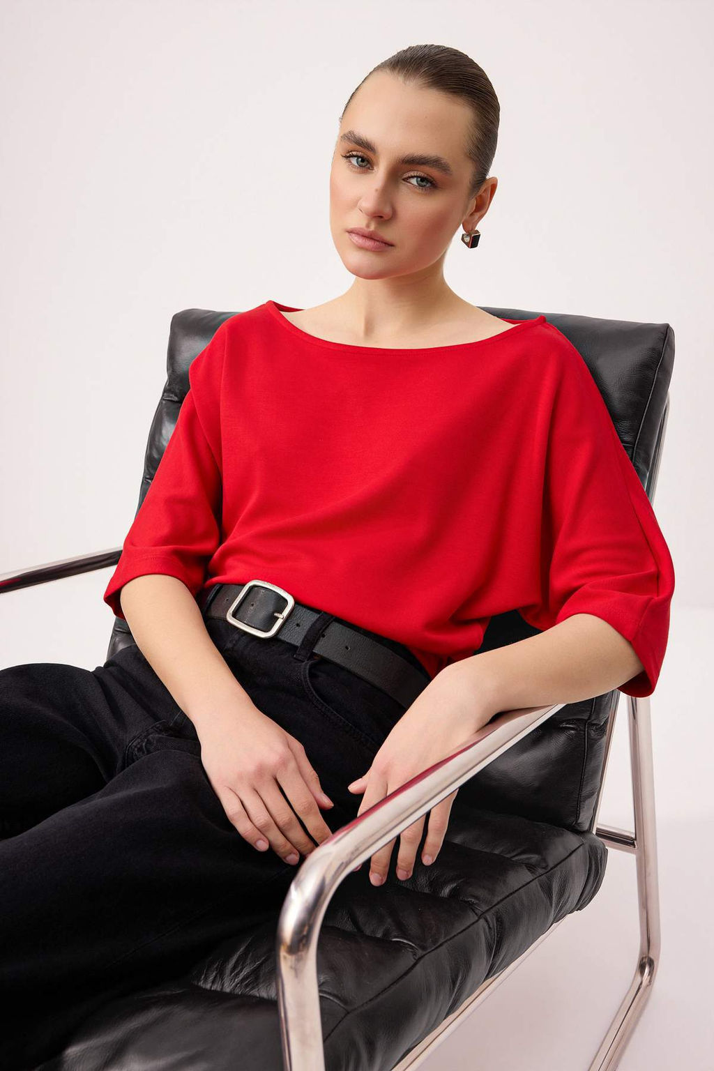 Antrasit Relaxed Kay?k Yaka Yarasa Kol Truvakar Crop Soft Touch Orme Bluz TWOSS26BZ00059 - Trendyolmilla фото 14