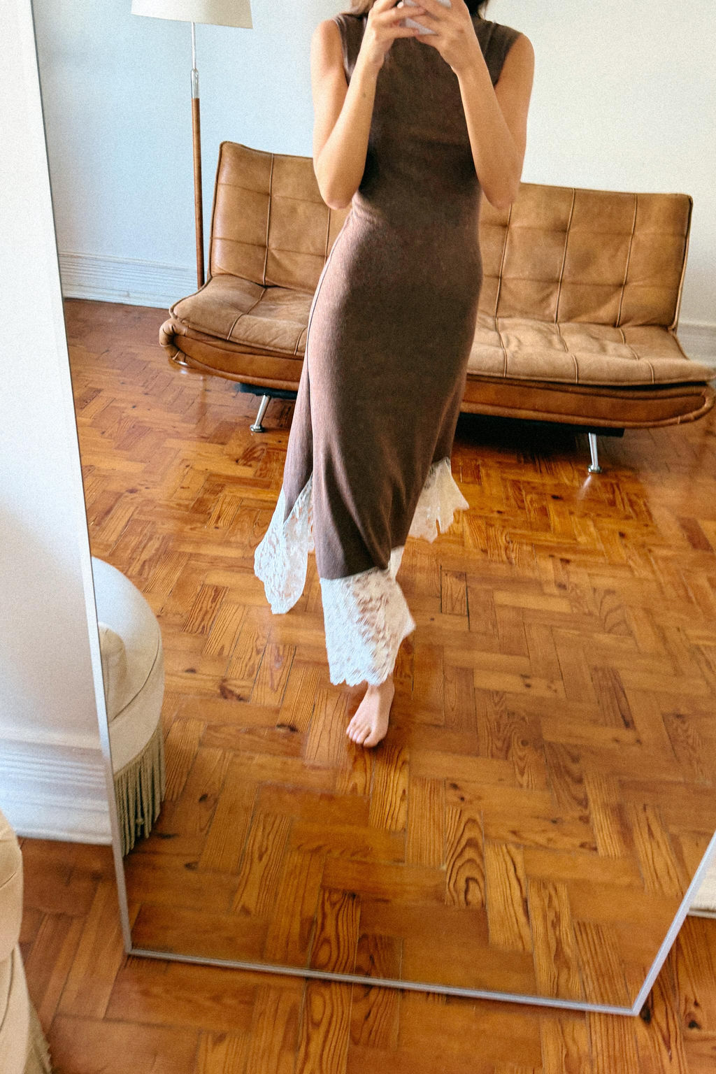 LONG DRESS WITH CONTRAST LACE - Zara фото 3