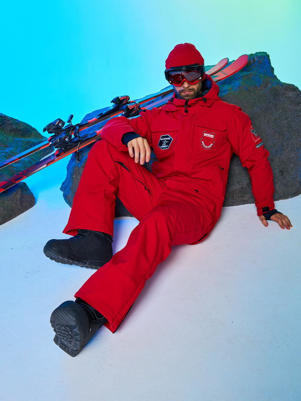 Мужской сноубордический горнолыжный комбинезон Alpha Endless Prometheus 223/230510 RED - Красный