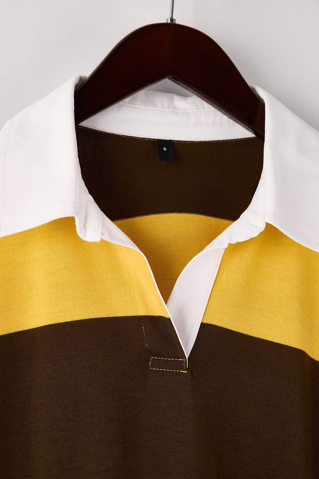 Sar? Cizgili Polo Yaka Oversize/Genis Kal?p Orme Sweatshirt TWOAW26SW00051