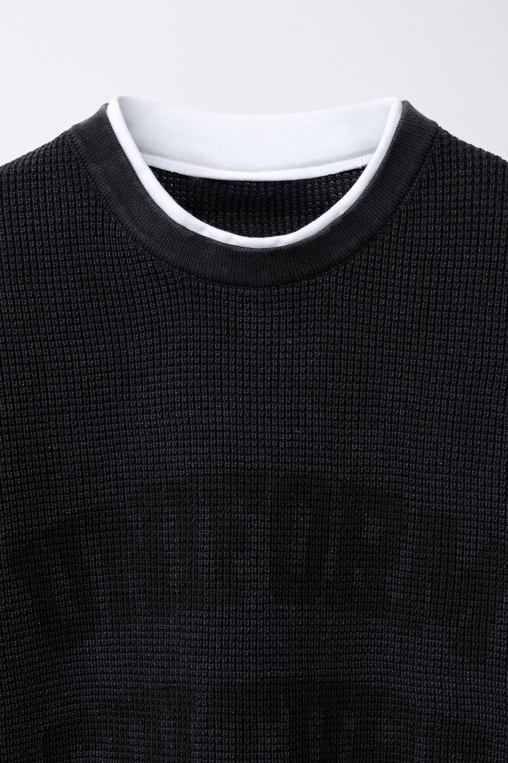 CAMISETA WAFFLE DOBLE MANGA TEXTO / Negro - Zara фото 3