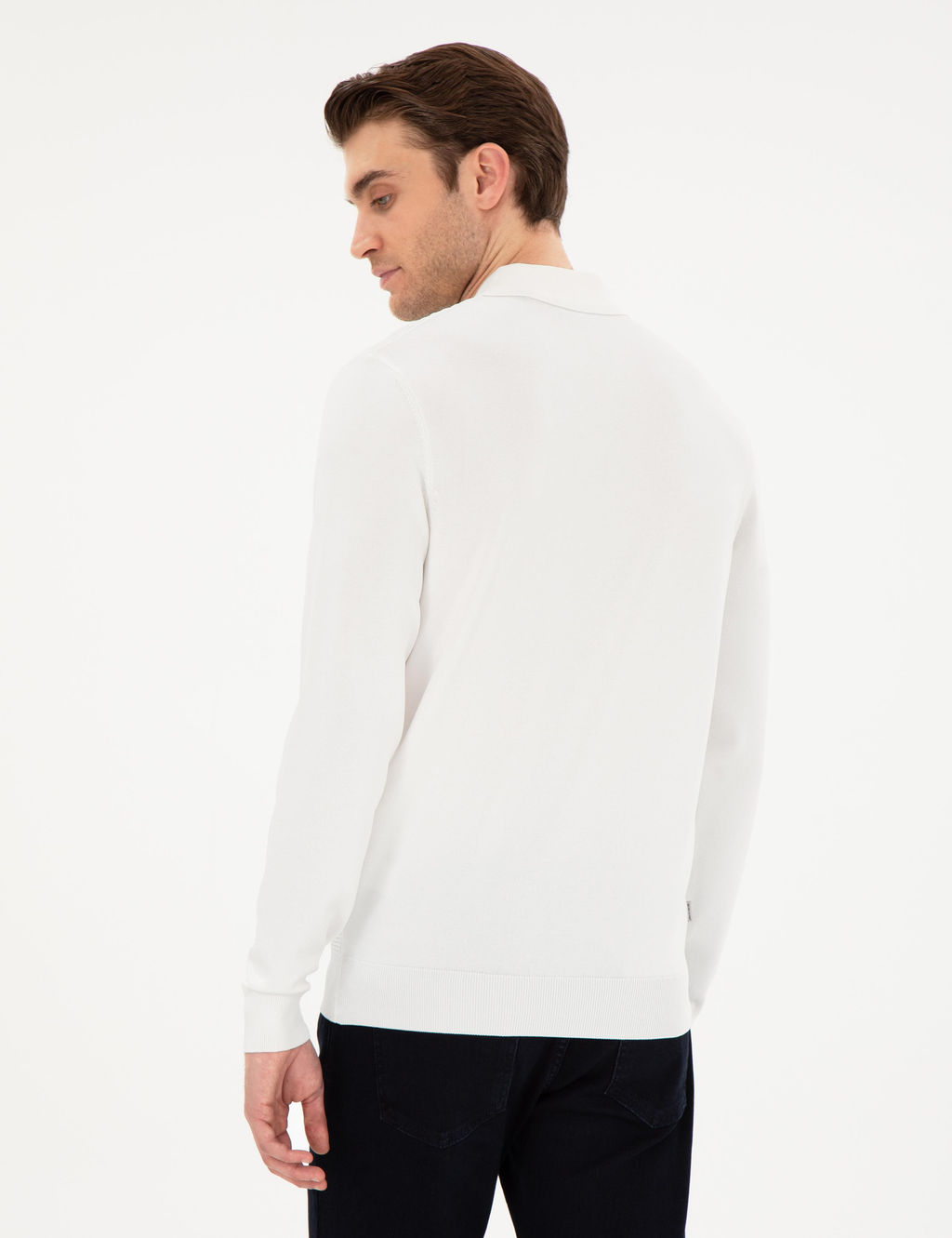 Ekru Regular Fit Fermuarl_ Polo Yaka Triko Kazak - Pierre cardin фото 5