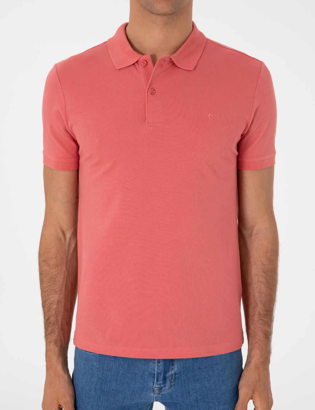 Mercan Slim Fit %100 Pamuk Polo Yaka Basic T-shirt - Cacharel фото 6