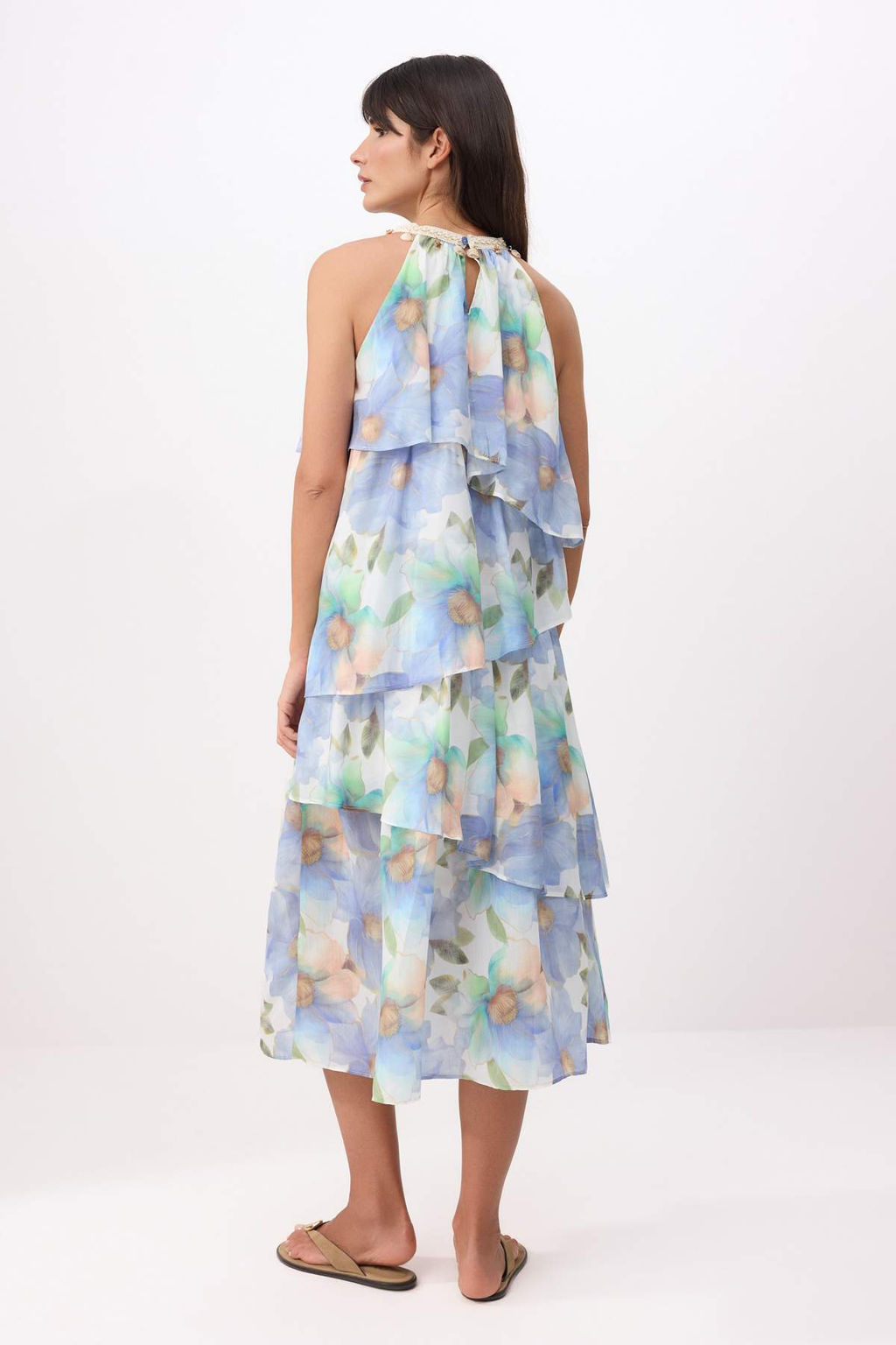 Mavi Desenli Deniz Kabugu Aksesuarl? Maxi Dokuma Elbise TWOSS26EL00663 - Trendyolmilla фото 4