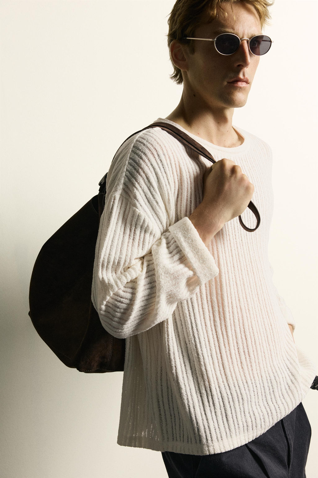 CAMISETA RELAXED FIT TEXTURA / Blanco - Zara фото 5