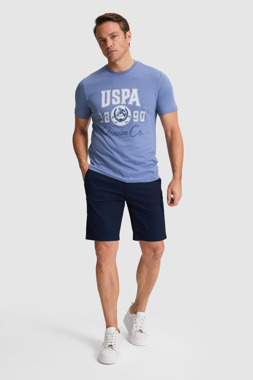 Erkek _ndigo Regular Fit Bisiklet Yaka Ti__rt - U.s. polo assn фото 4