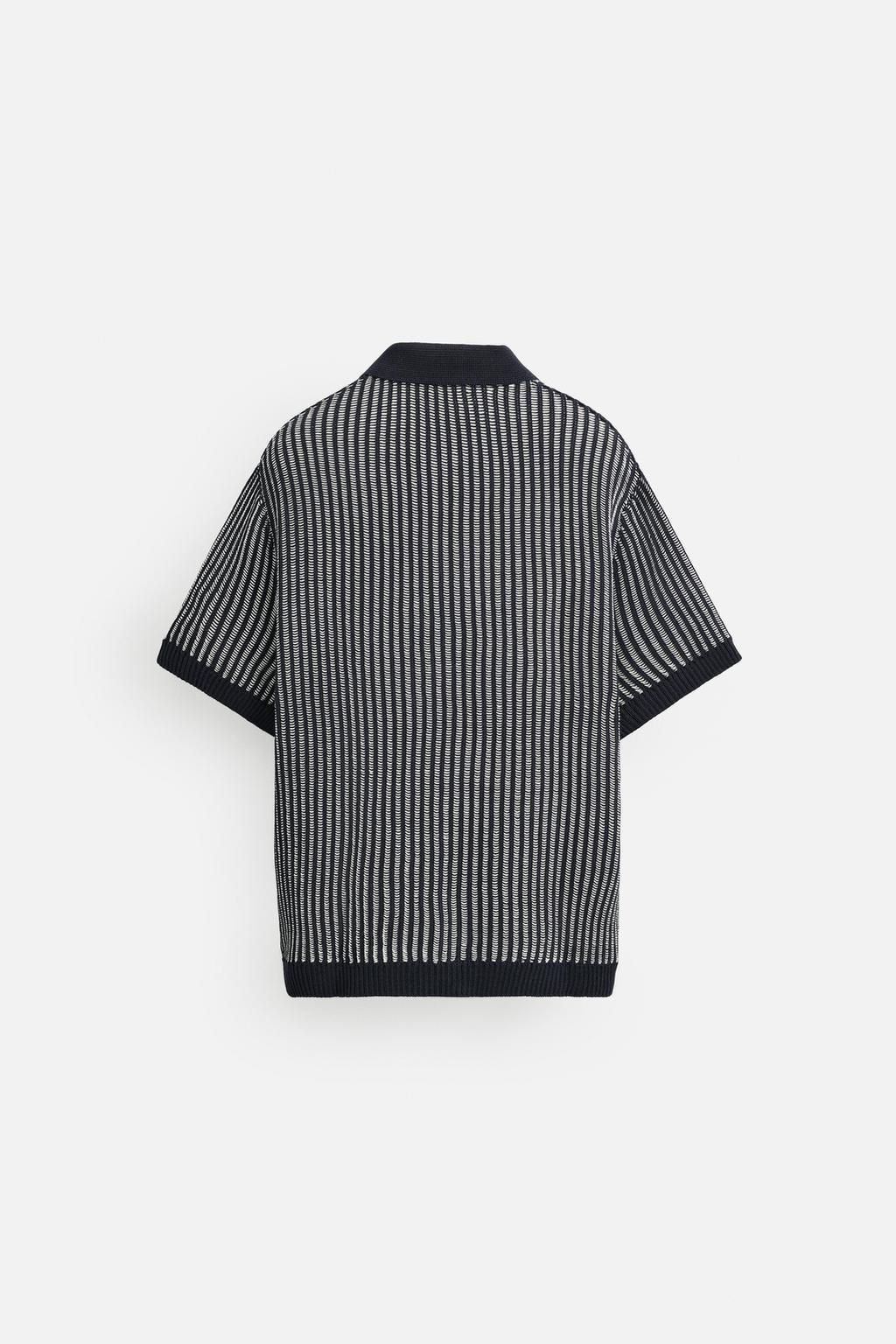CONTRASTING RIBBED KNIT POLO SHIRT - Zara фото 8