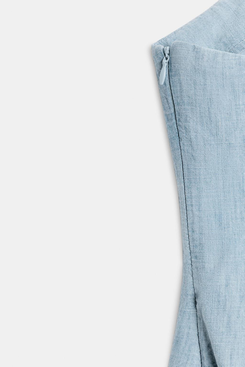 TRF DENIM MINI DRESS WITH GORES - Zara фото 7