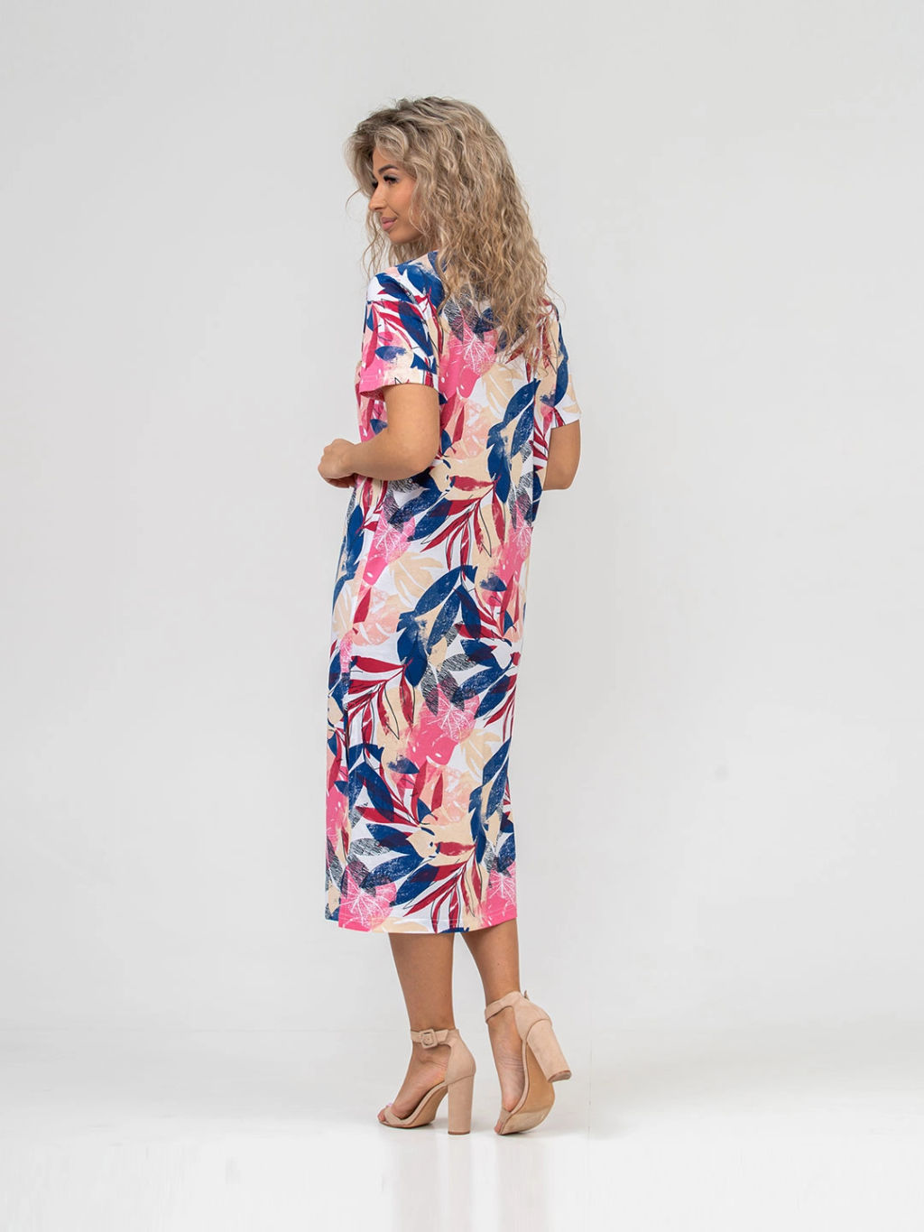 Платье женское, цвет синий белый розовый