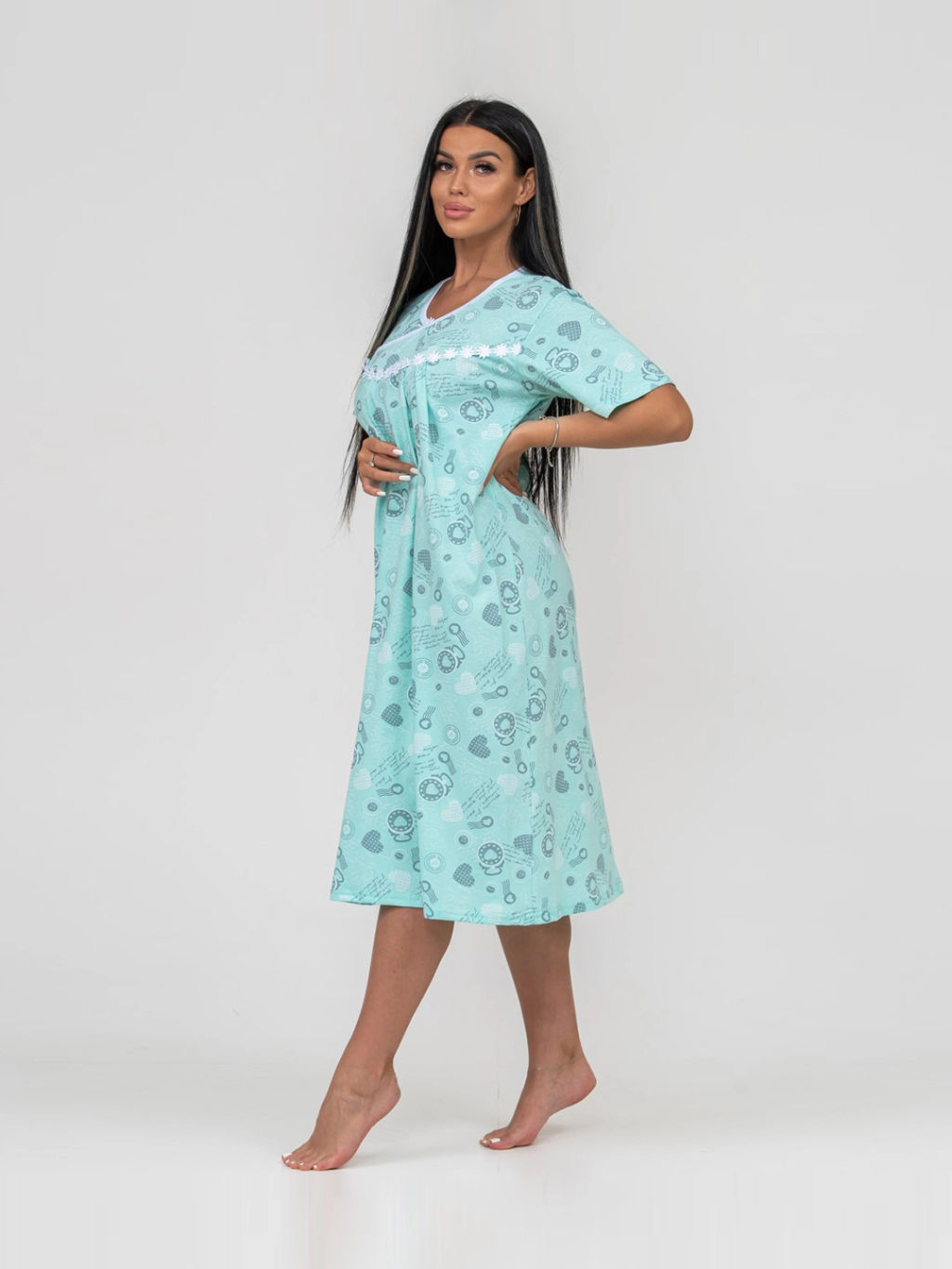 Ночная сорочка женская, цвет бирюзовый