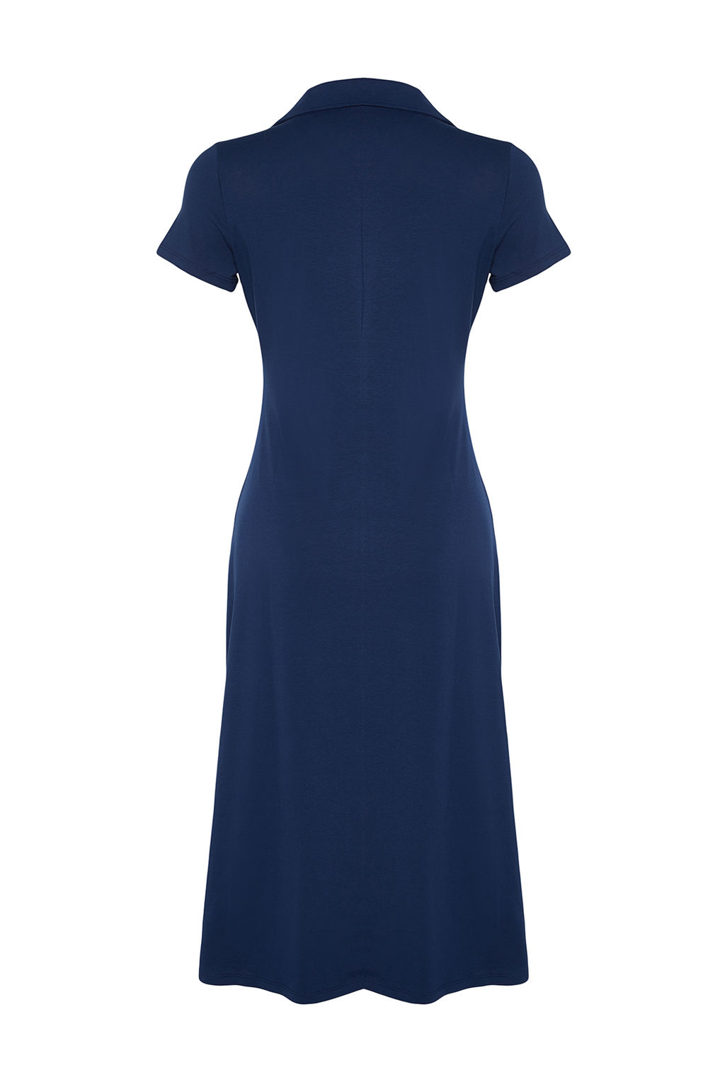 TRENDYOLMILLA Lacivert Polo Yaka Skater/Belden Ac?lan Pamuklu Esnek Orme Midi Elbise TWOSS24EL00480 фото 6