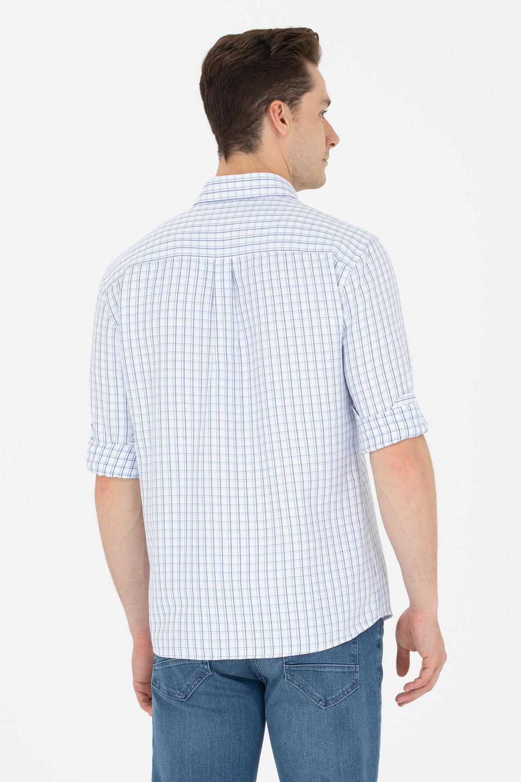 U. S. Polo Assn Мужская синяя рубашка в клетку - U.s. polo assn фото 5
