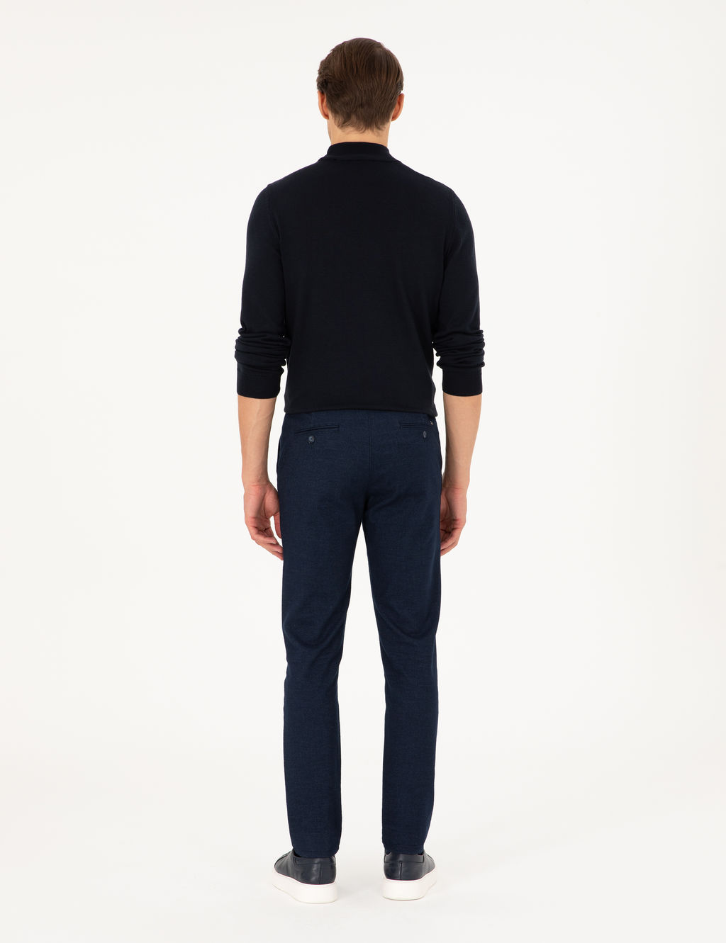 Lacivert Slim Fit Kanvas Pantolon