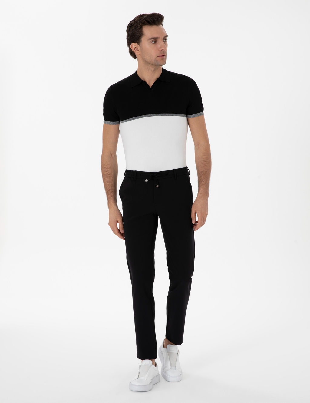Siyah Slim Fit Beli Ba_c_kl_ Esnek Klasik Pantolon