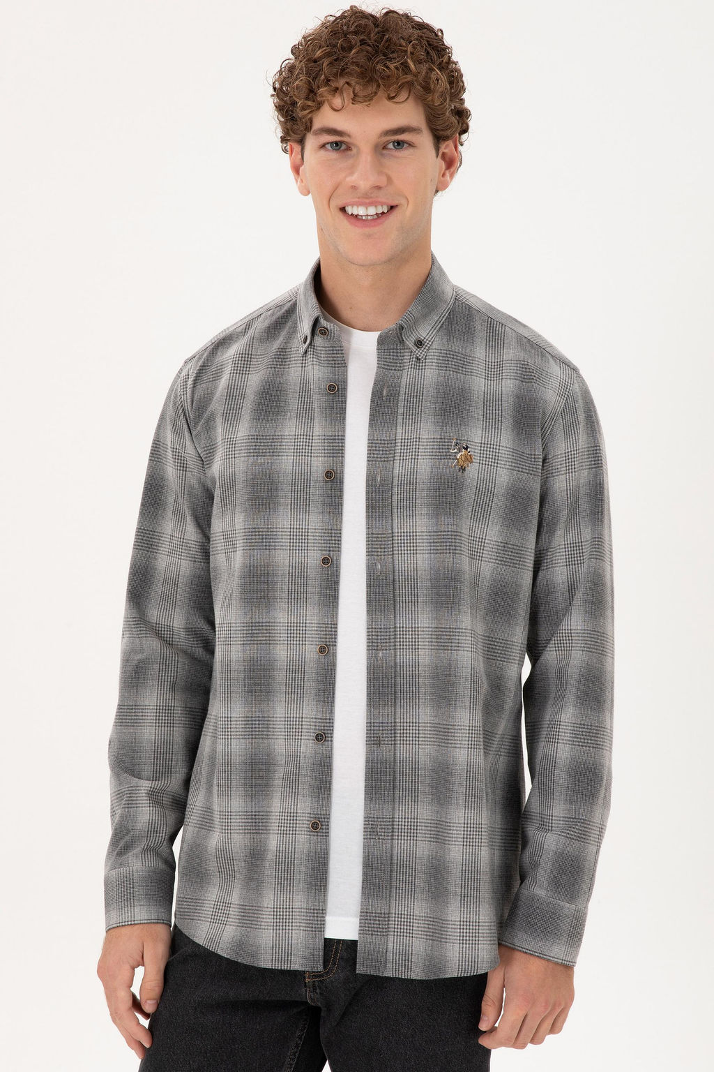 Мужская серая рубашка с длинным рукавом Неожиданная скидка в корзине - U.s. polo assn фото 3