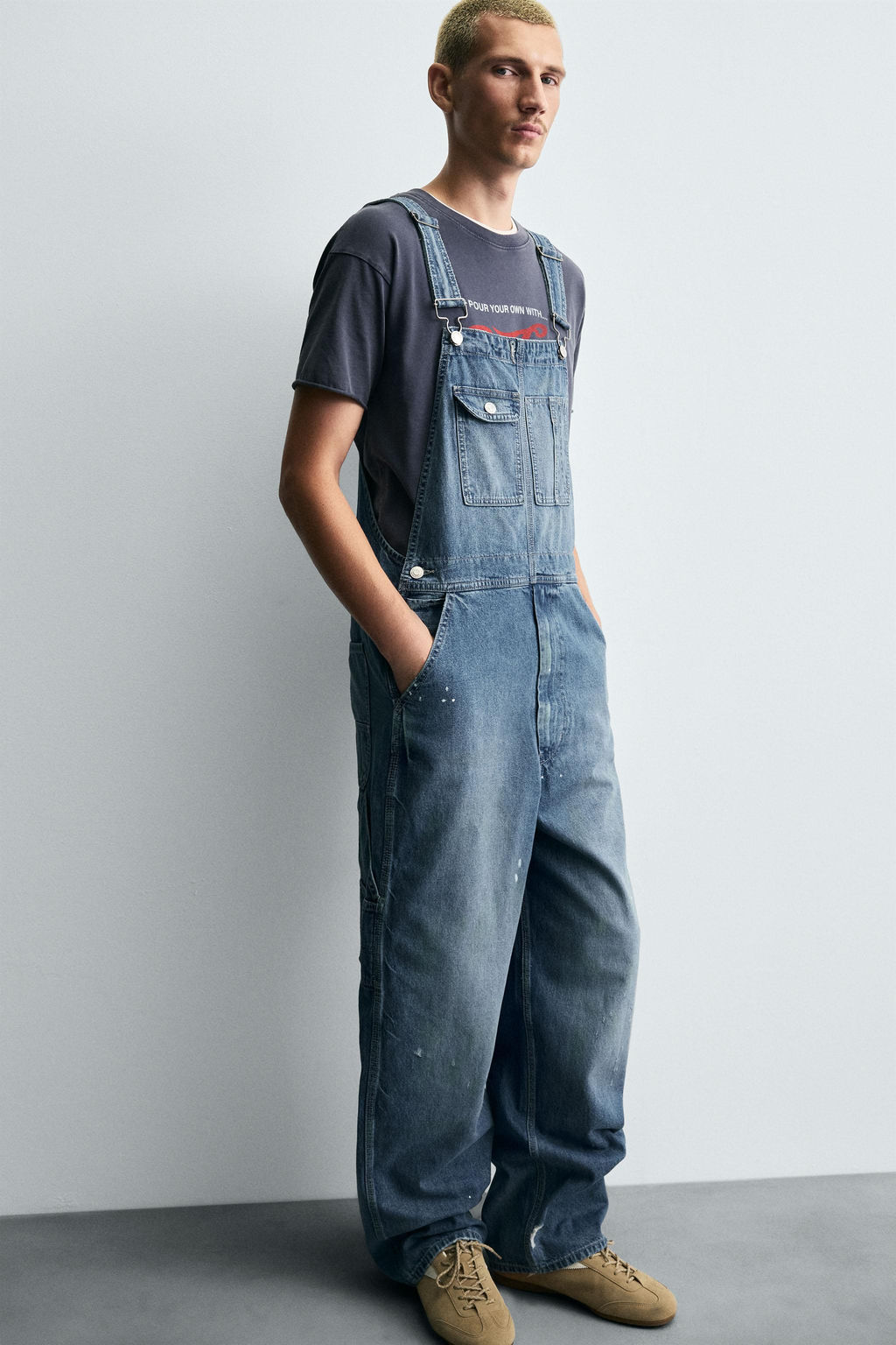 BAGGY FIT DENIM DUNGAREES - Zara фото 6